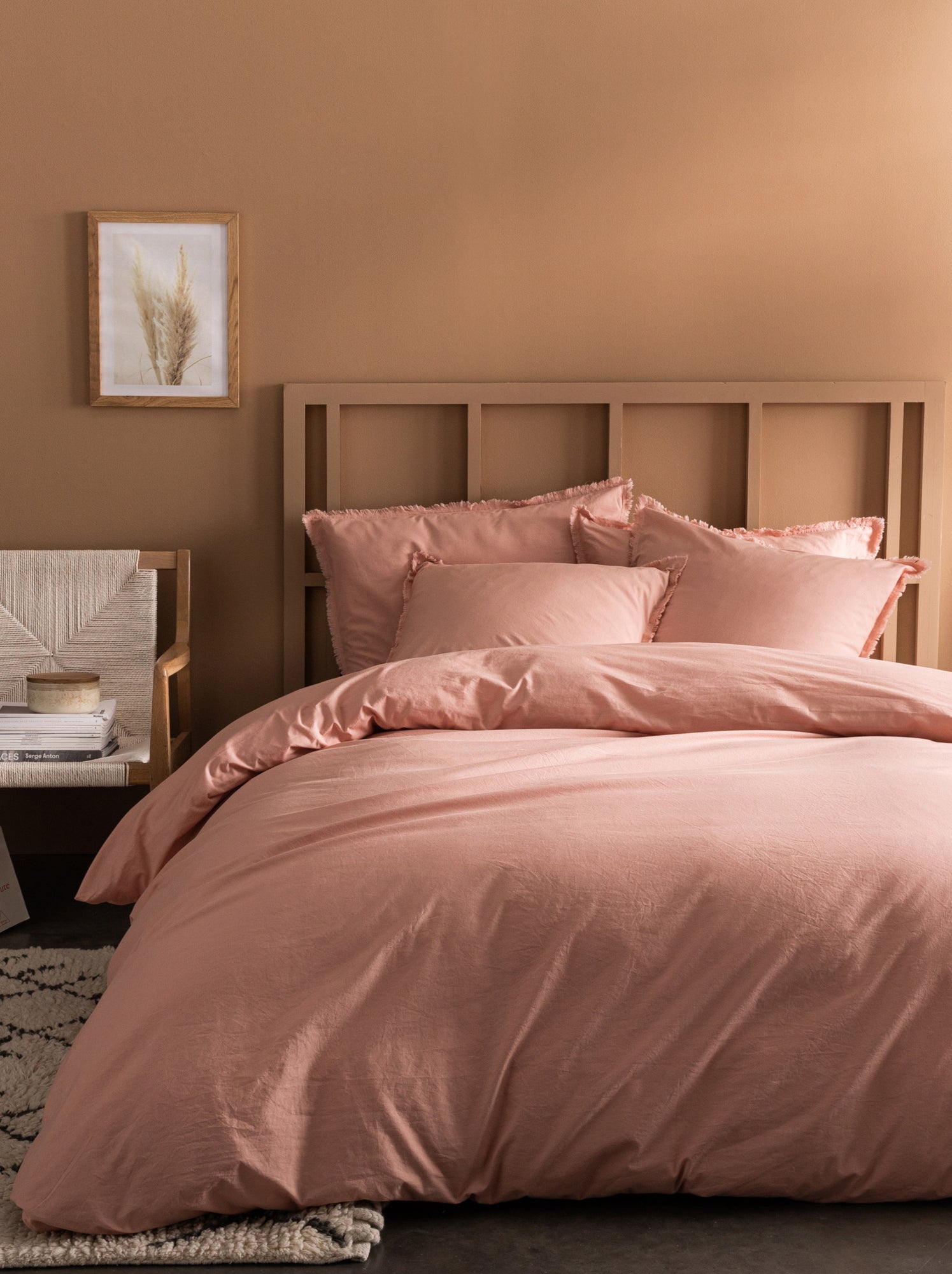 Housse de couette unie en coton, COTON LAVÉ - Nude