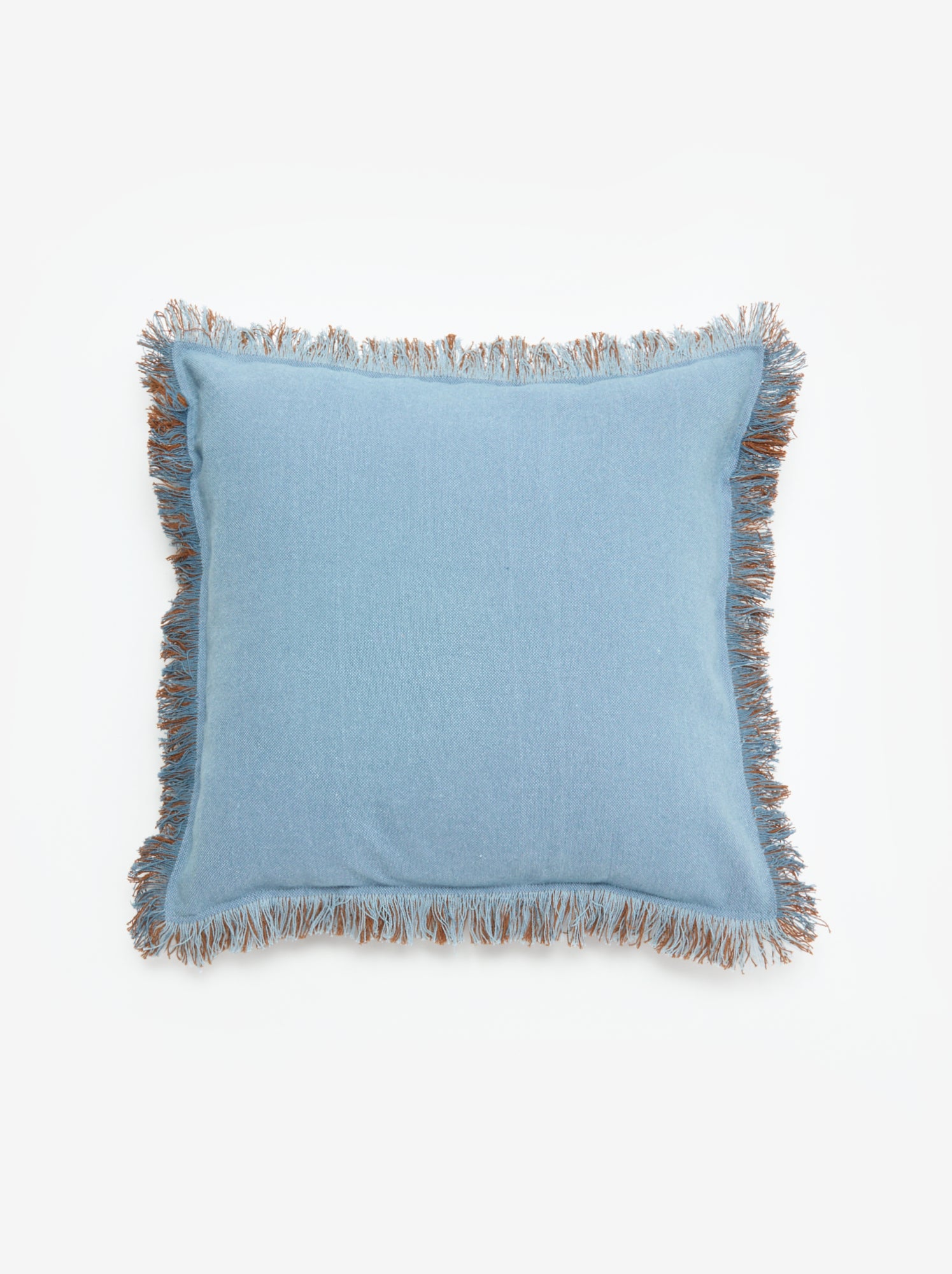 Housse de coussin carré avec franges 45 x 45 cm - Marron