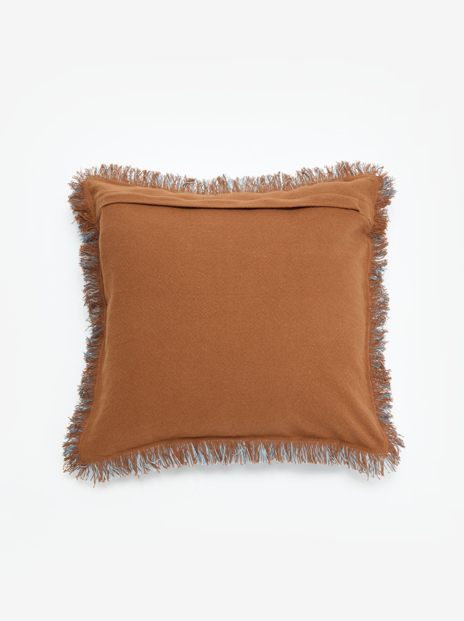 Housse de coussin carré avec franges 45 x 45 cm - Marron
