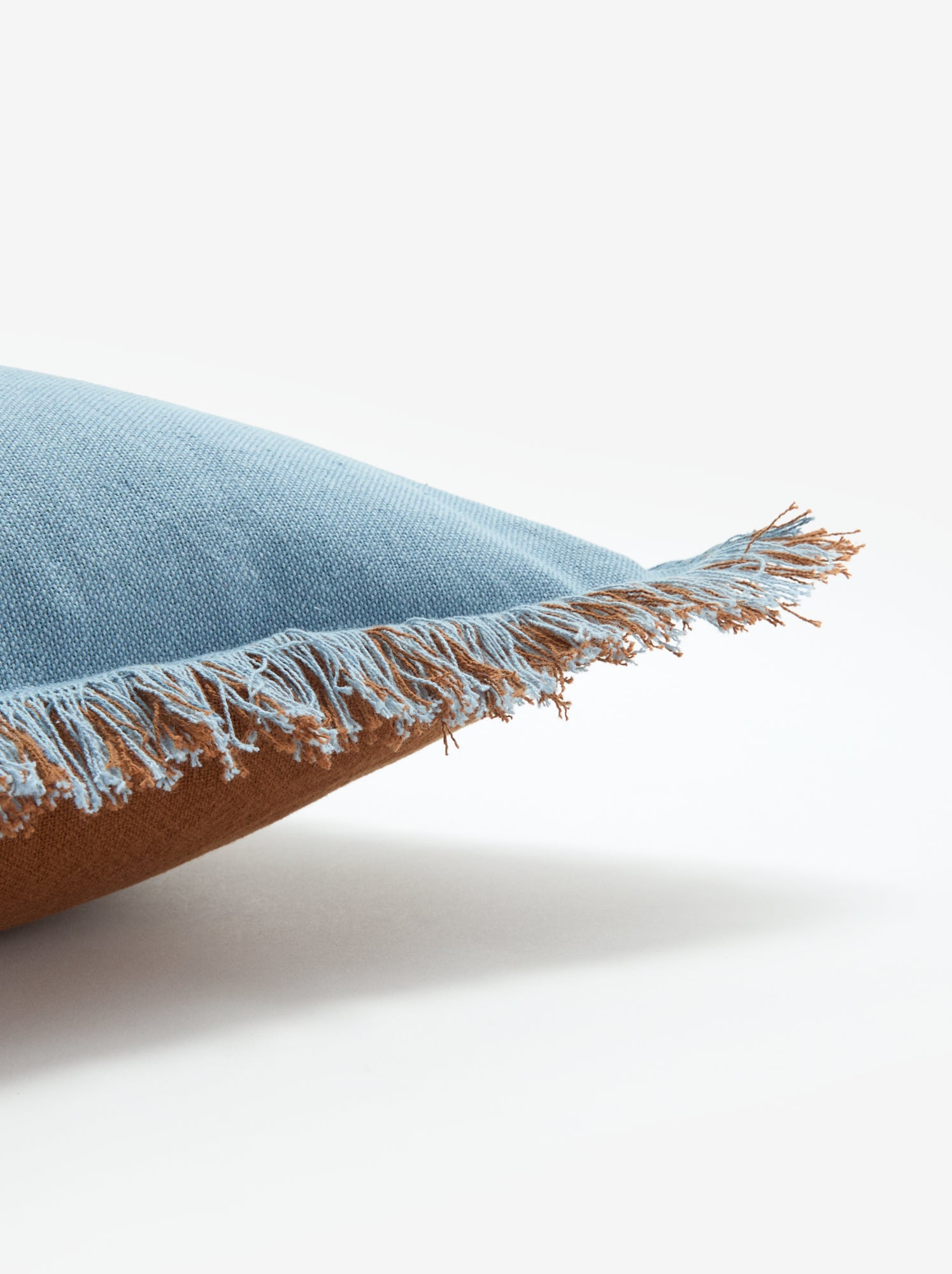 Housse de coussin carré avec franges 45 x 45 cm - Marron