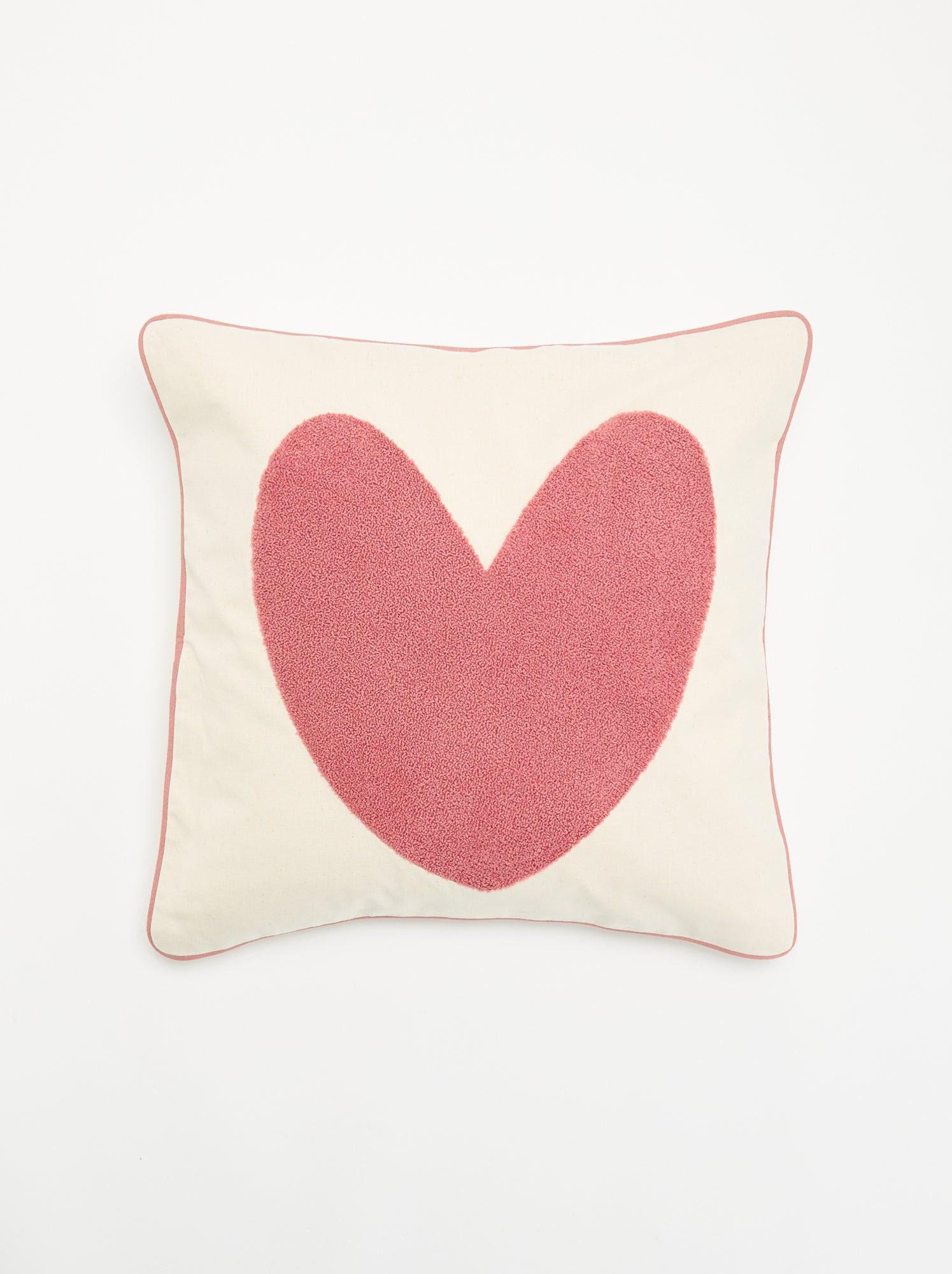 Housse de coussin carrée avec motif 'cœur' - Rose