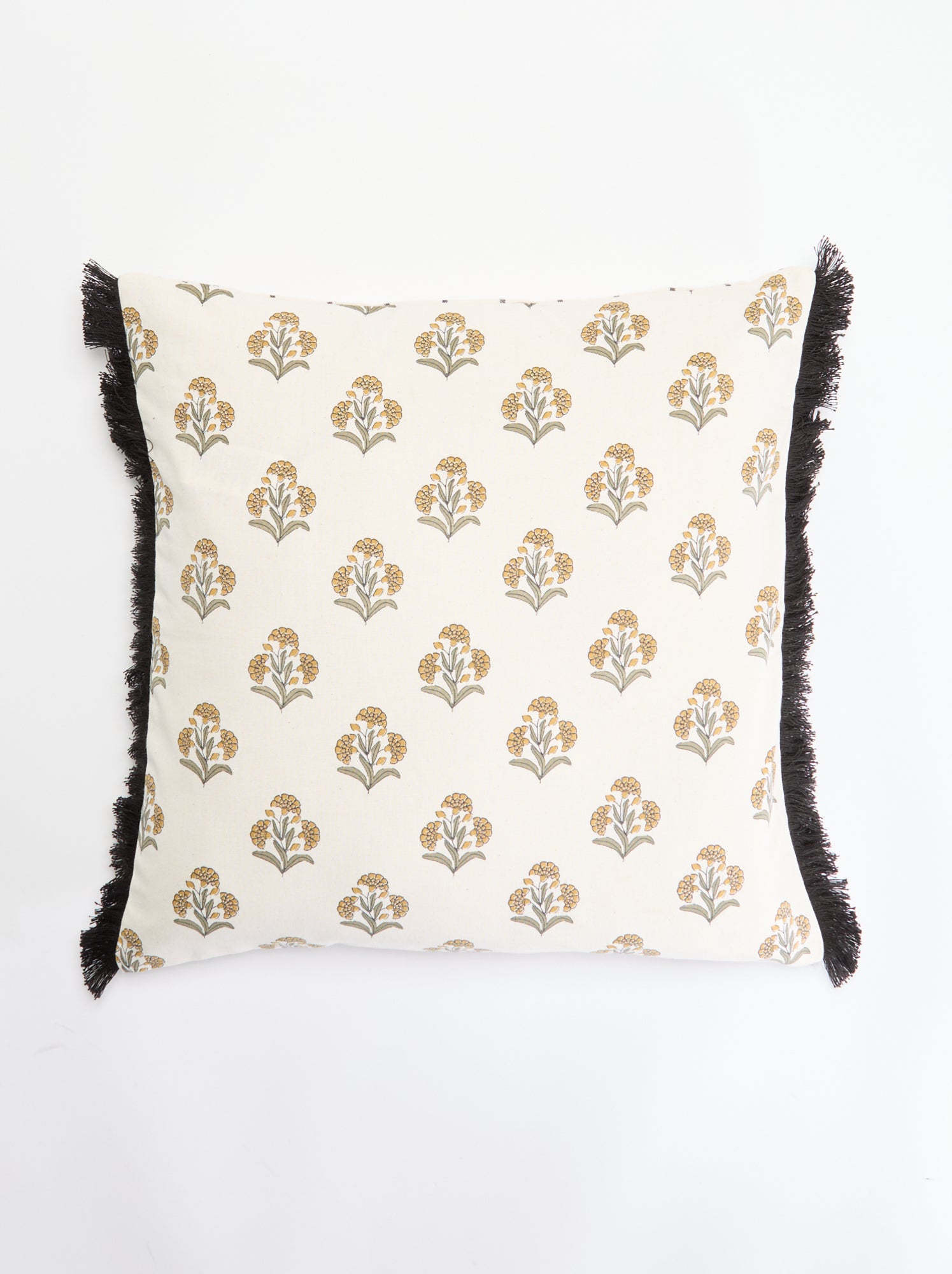 Housse de coussin imprimée avec franges - Vert