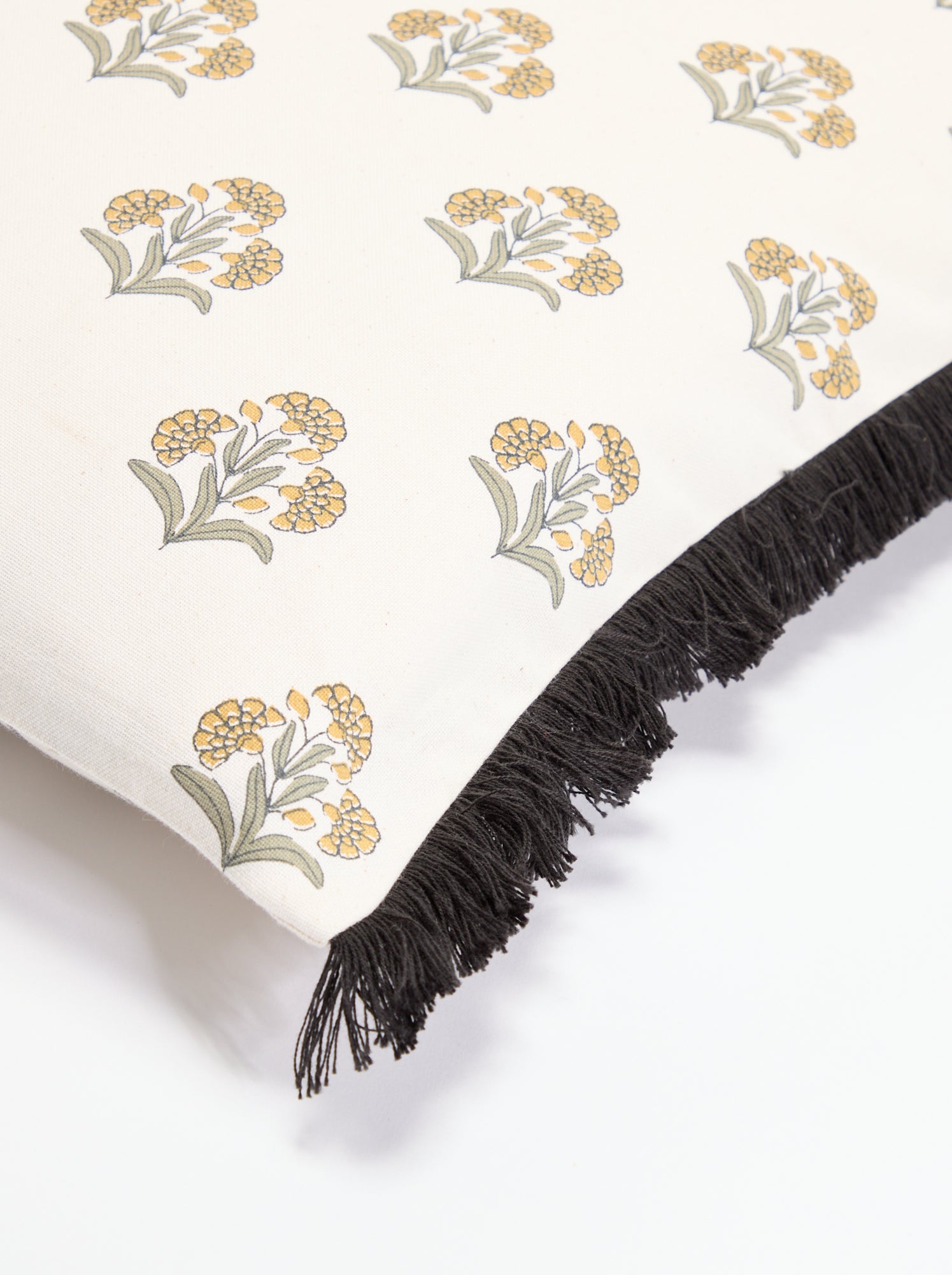 Housse de coussin imprimée avec franges - Vert