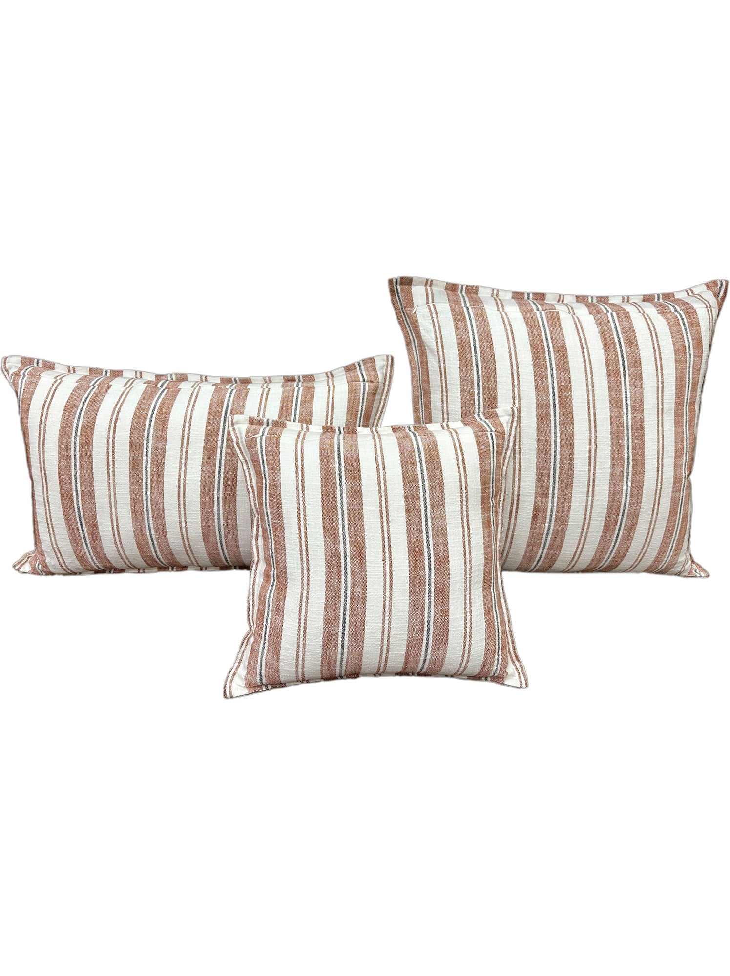 Housse de coussin  recto-verso 100% coton rayures tapissier lourmarin - Beige