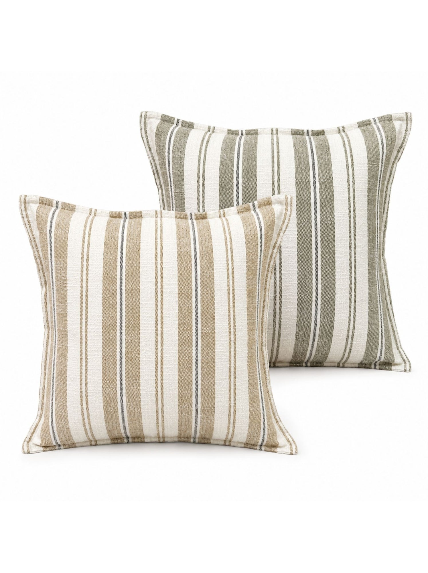 Housse de coussin  recto-verso 100% coton rayures tapissier lourmarin - Jaune