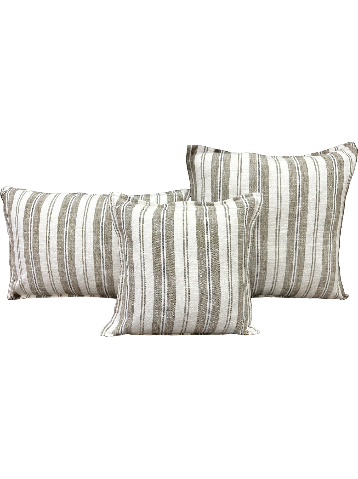 Housse de coussin  recto-verso 100% coton rayures tapissier lourmarin - Jaune