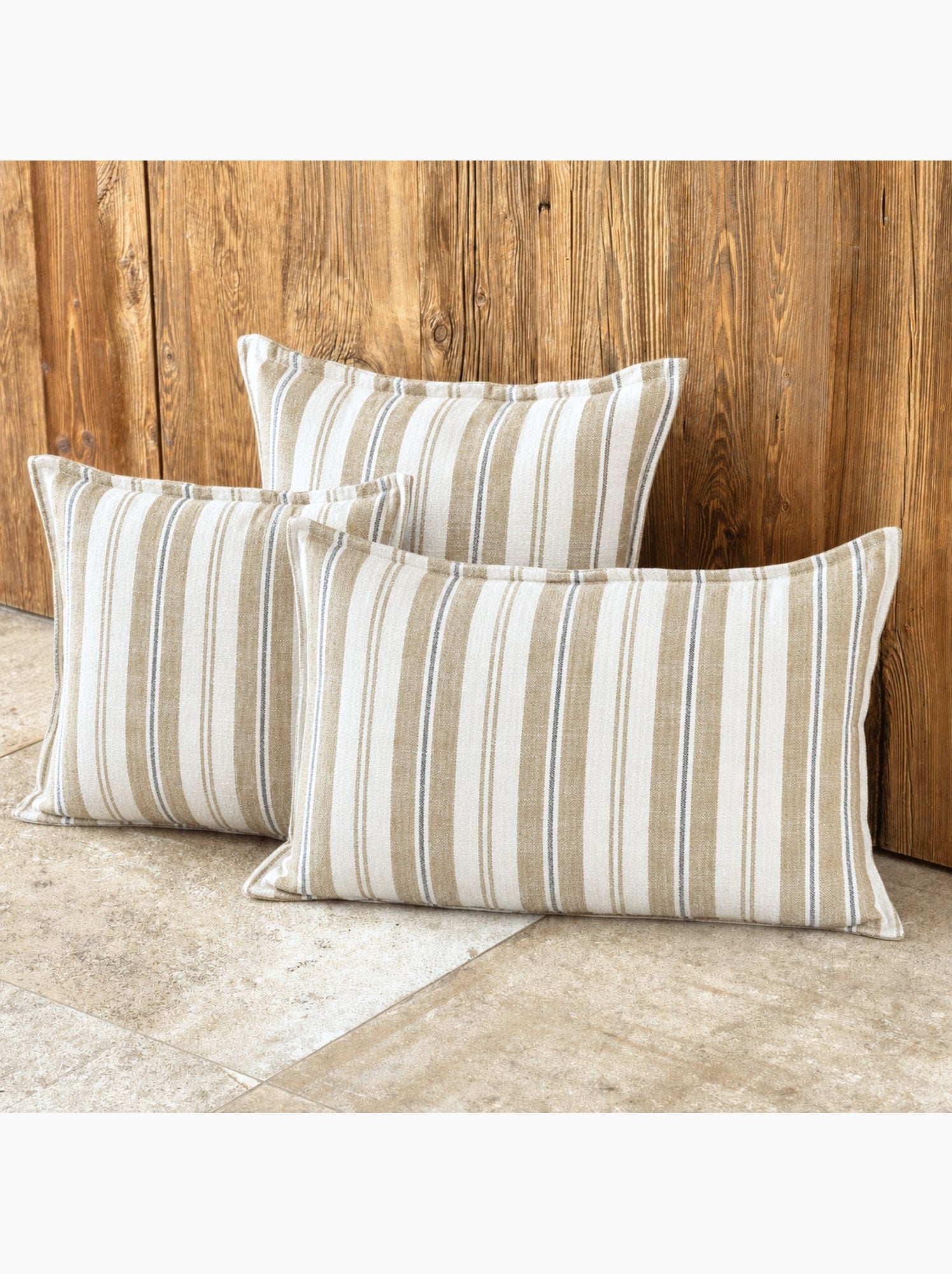 Housse de coussin  recto-verso 100% coton rayures tapissier lourmarin - Jaune