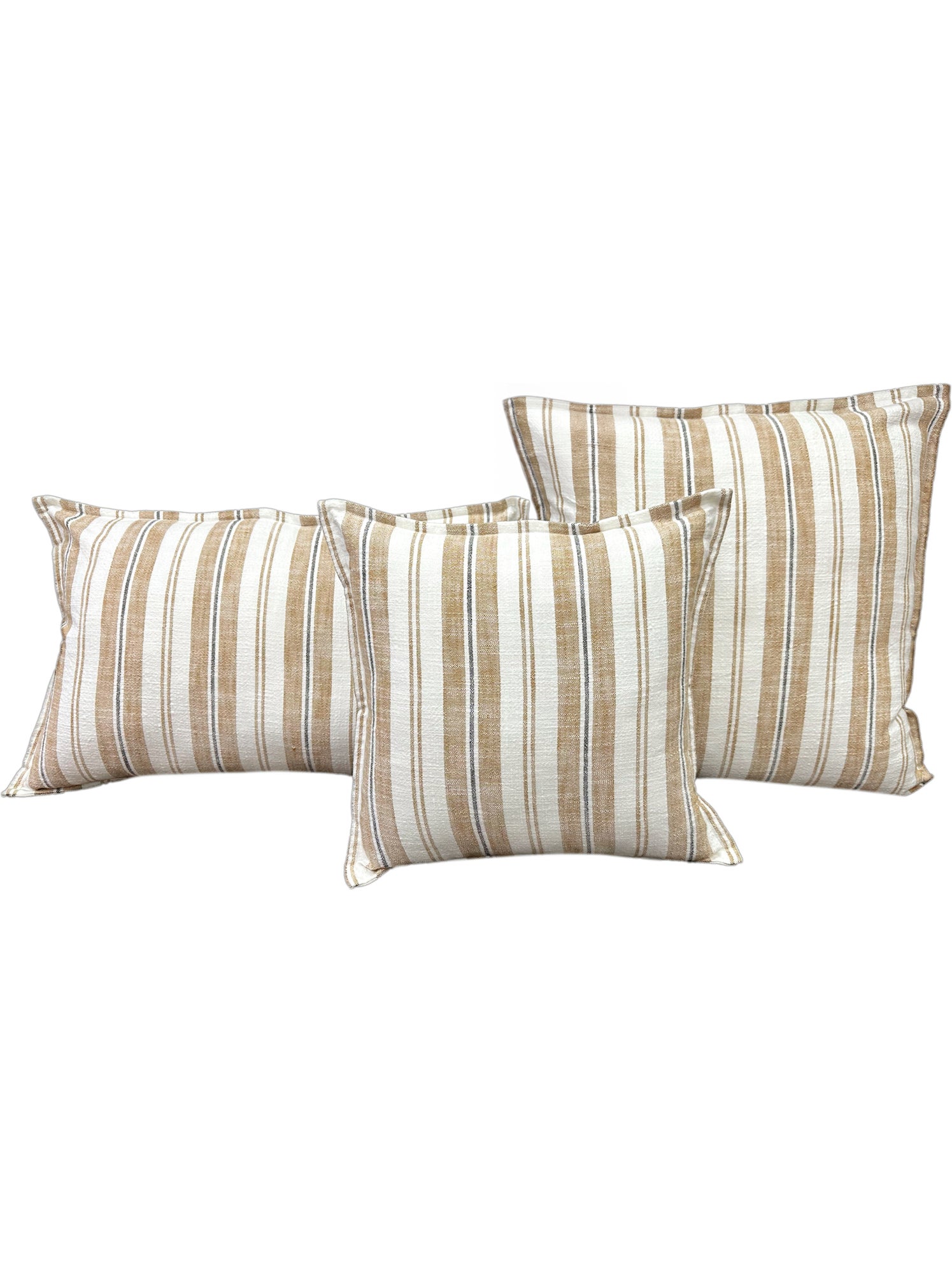 Housse de coussin  recto-verso 100% coton rayures tapissier lourmarin - Jaune