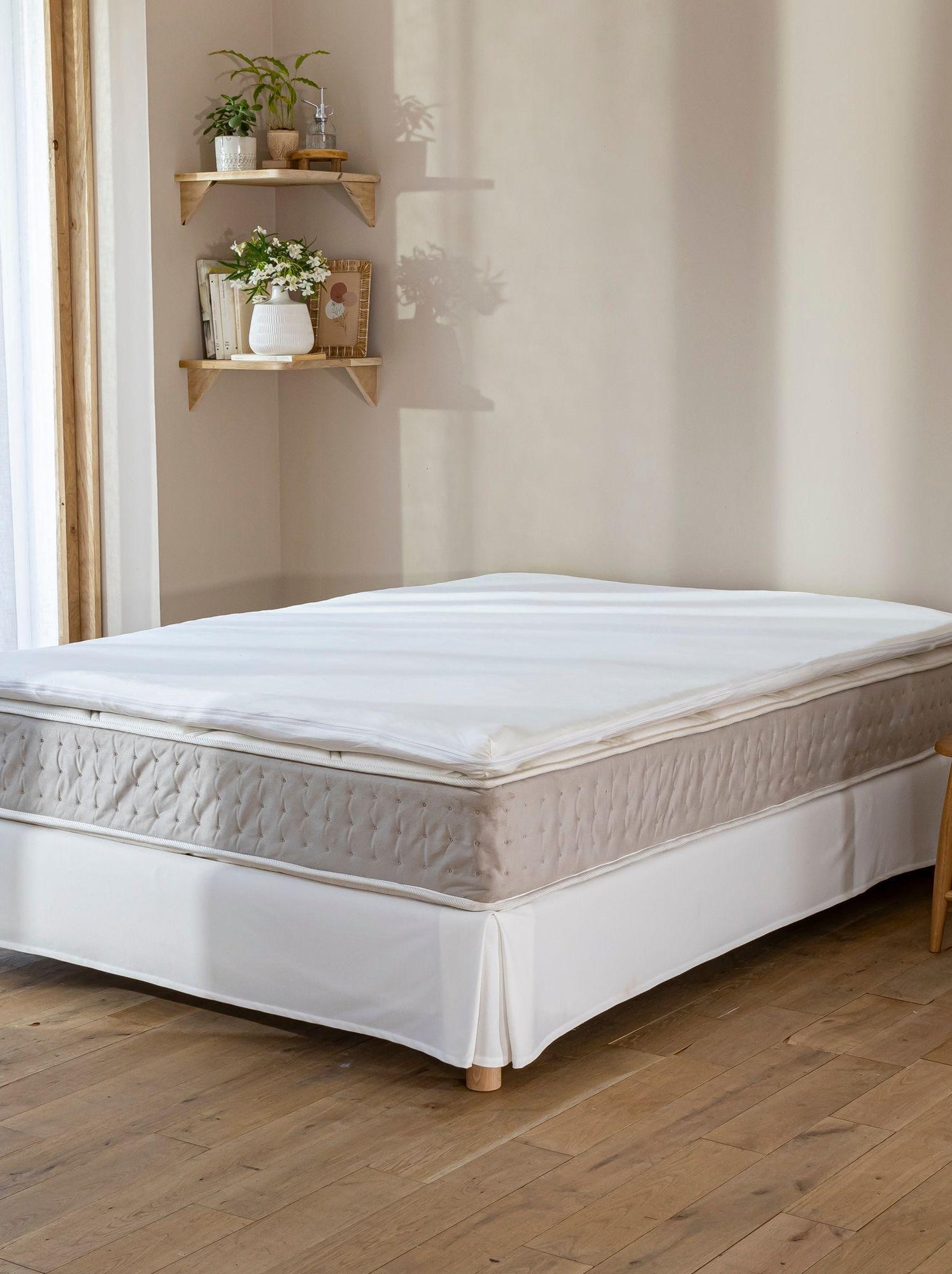 Housse surmatelas coton jersey extensible - terre de nuit - Blanc