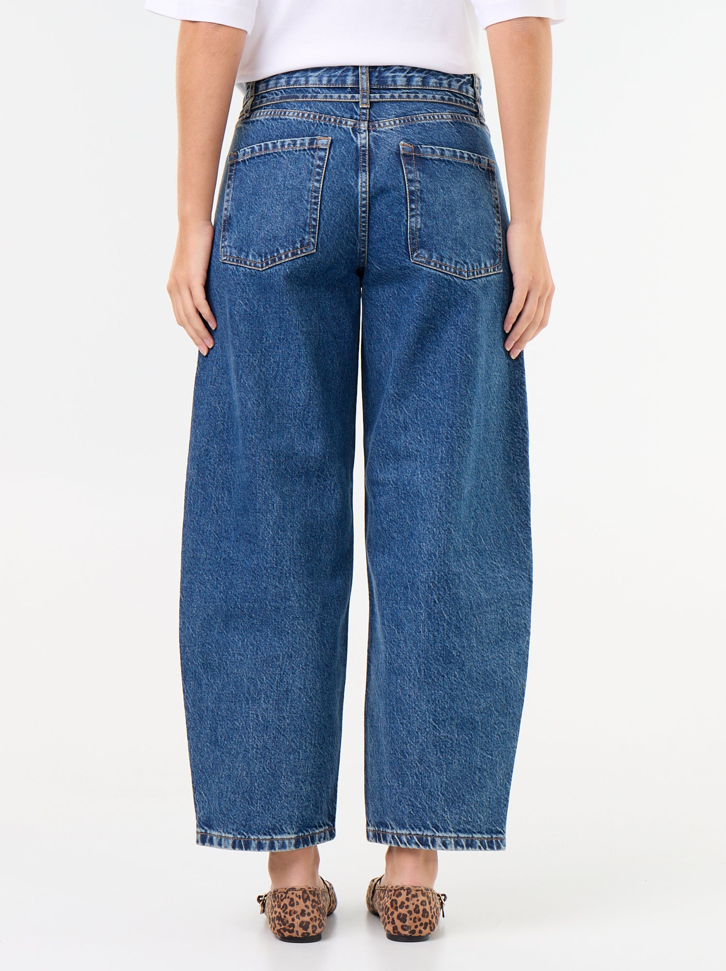 Jean barrel avec ceinture à nouer - Bleu (GKD69_2)