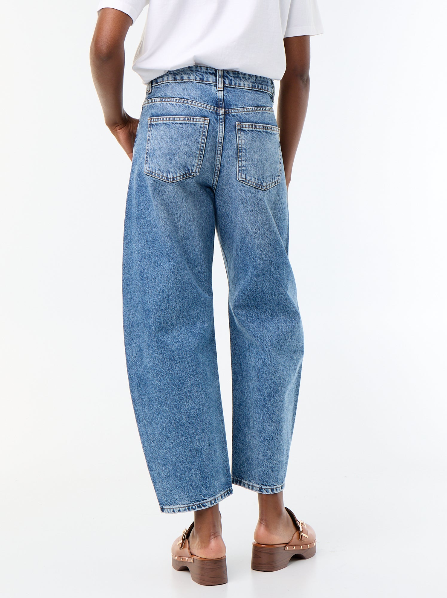 Jean barrel / coupe large taille haute - Bleu
