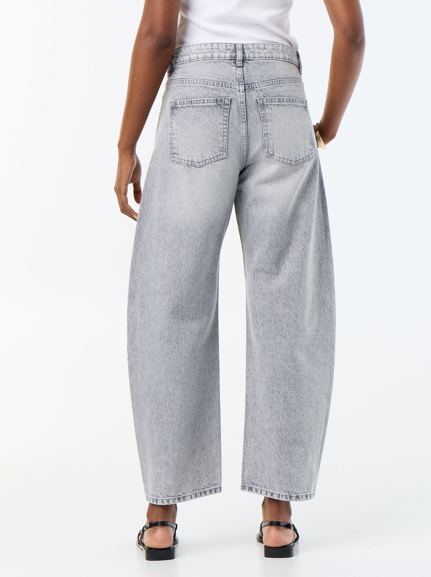 Jean barrel / coupe large taille haute - Gris