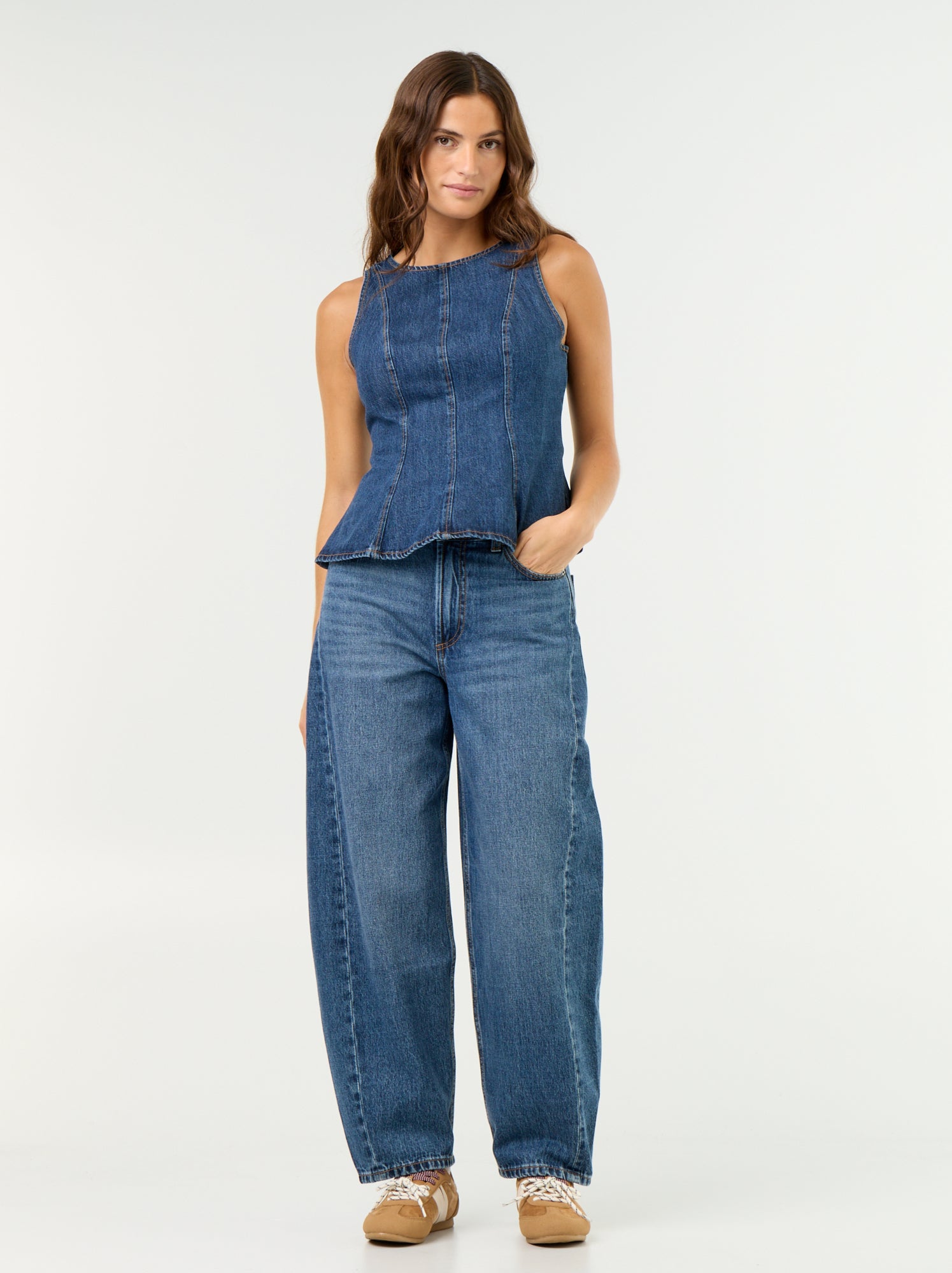 Jean barrel taille haute - Bleu (GJM14_1)