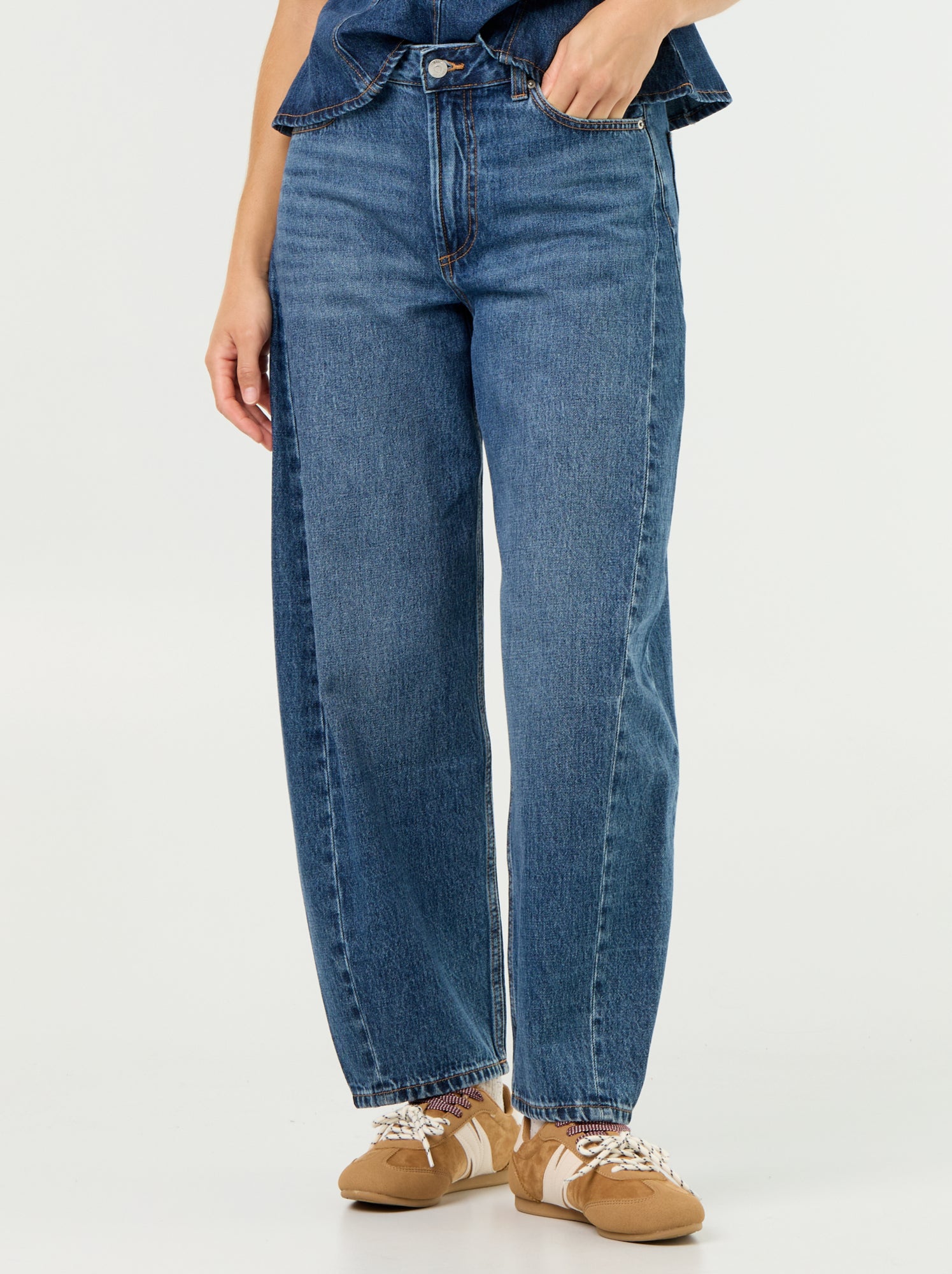 Jean barrel taille haute - Bleu (GJM14_1)
