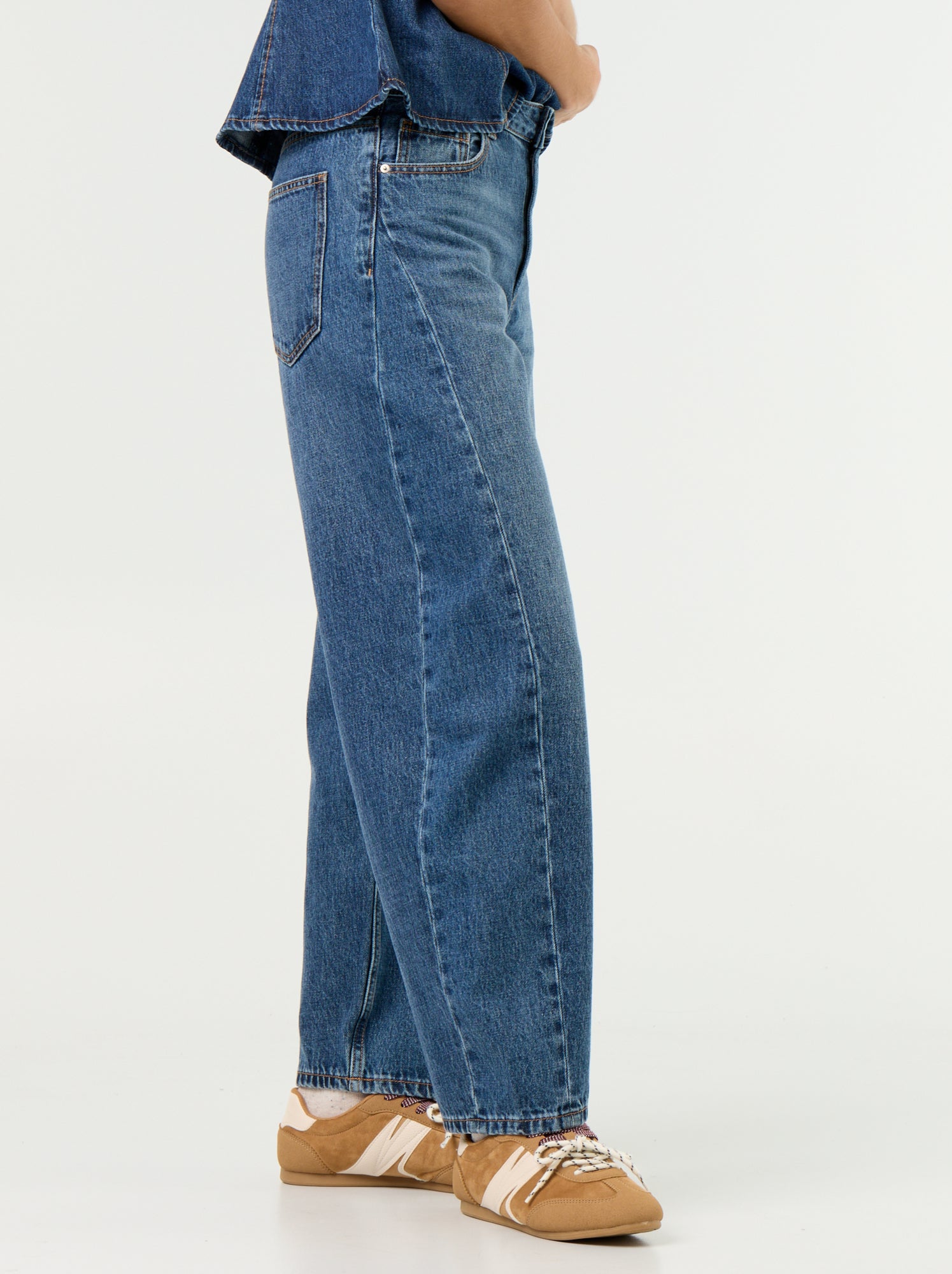 Jean barrel taille haute - Bleu (GJM14_1)