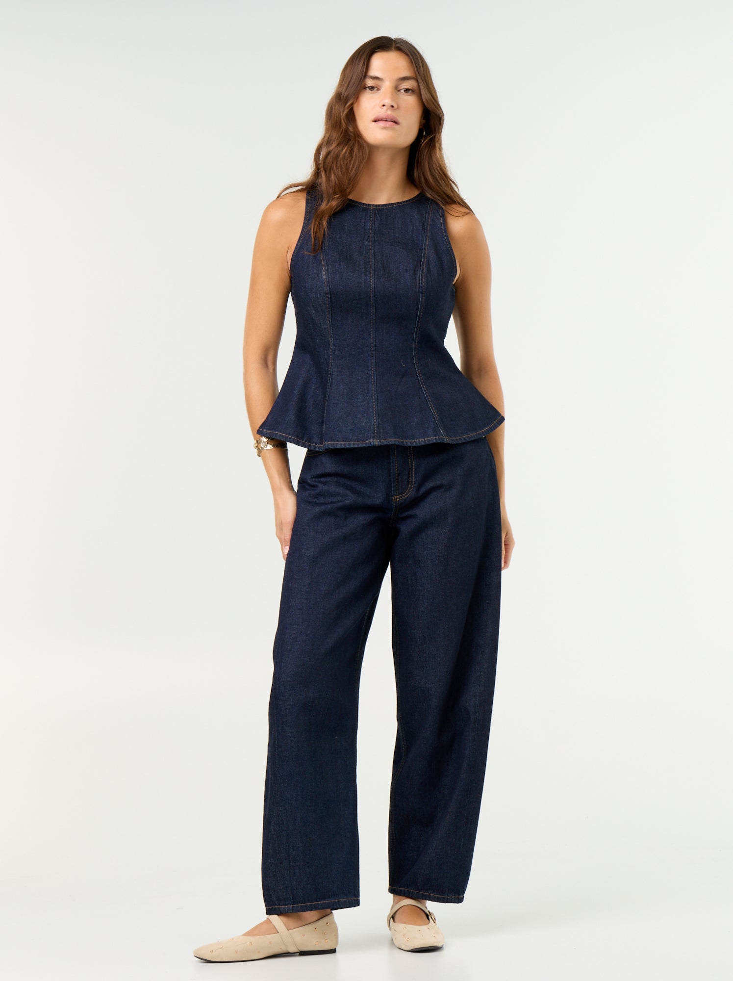 Jean barrel taille haute - Bleu (GJM14_2)