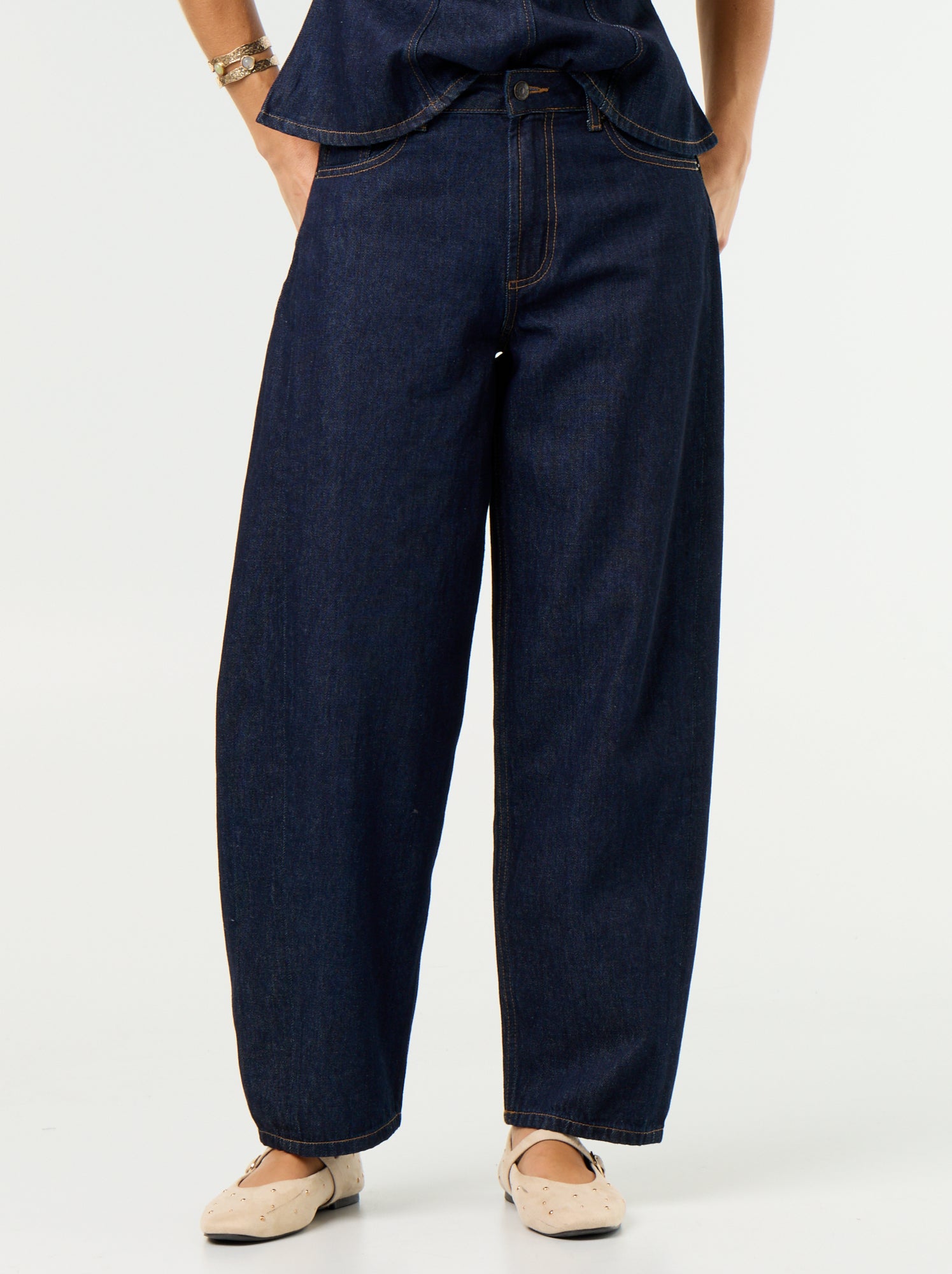 Jean barrel taille haute - Bleu (GJM14_2)