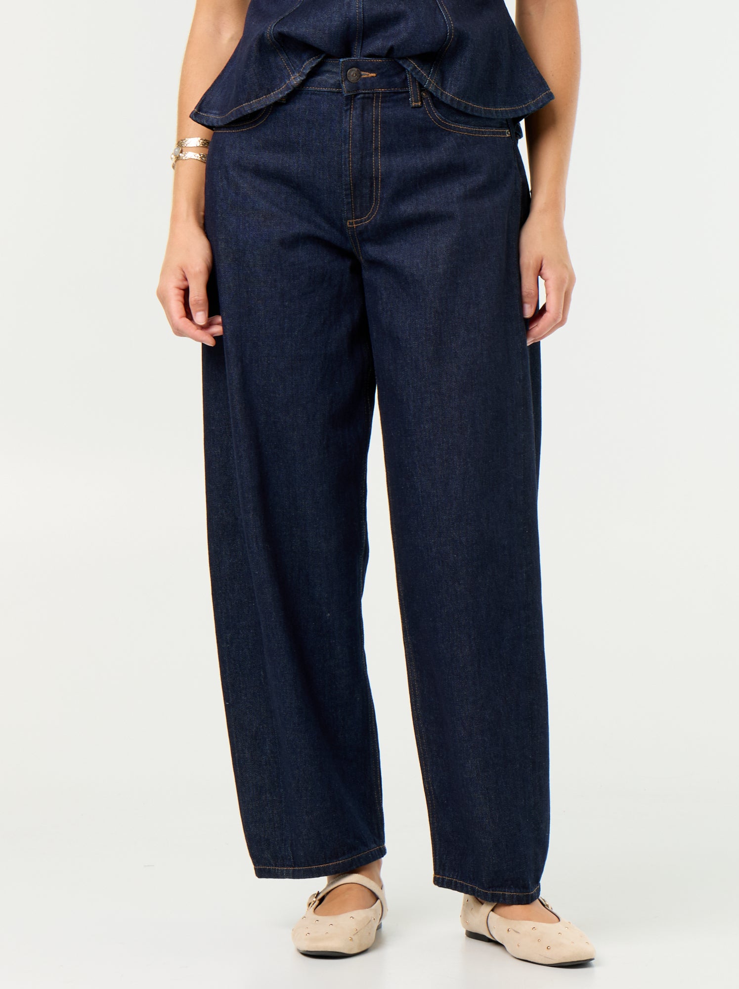 Jean barrel taille haute - Bleu (GJM14_2)