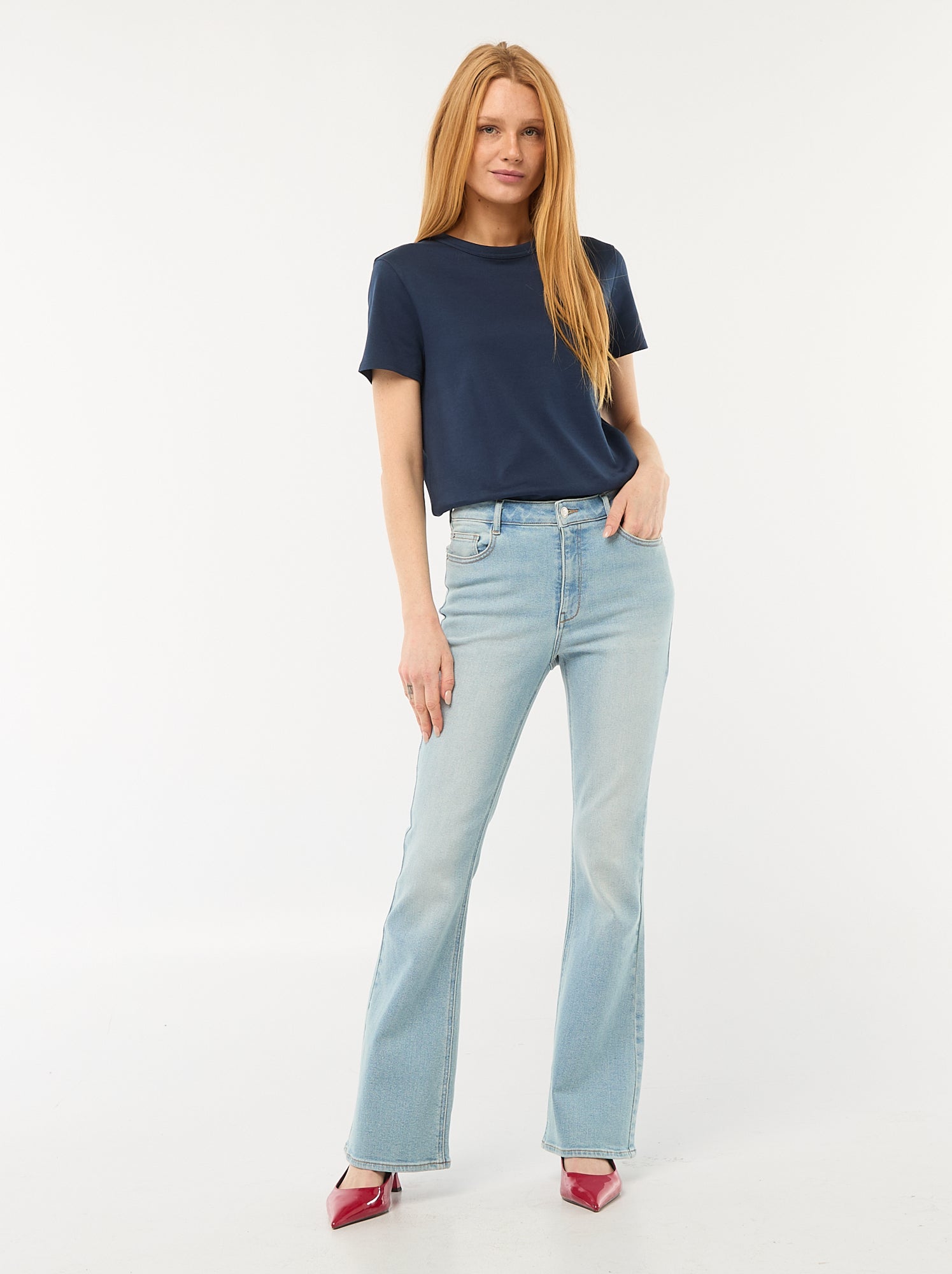 Jean coupe flare/bootcut à taille haute - Bleu (EPX43_2)