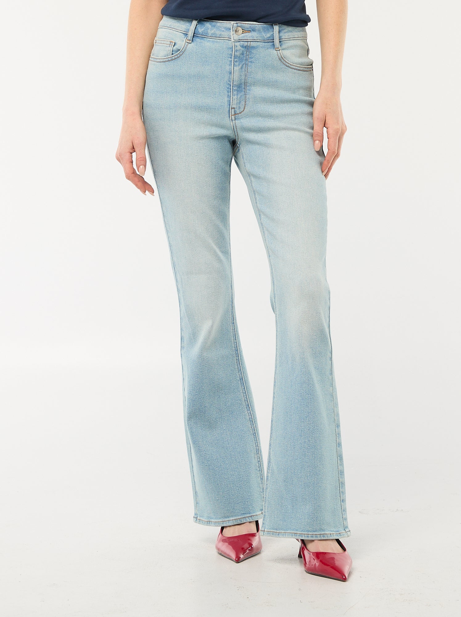 Jean coupe flare/bootcut à taille haute - Bleu (EPX43_2)