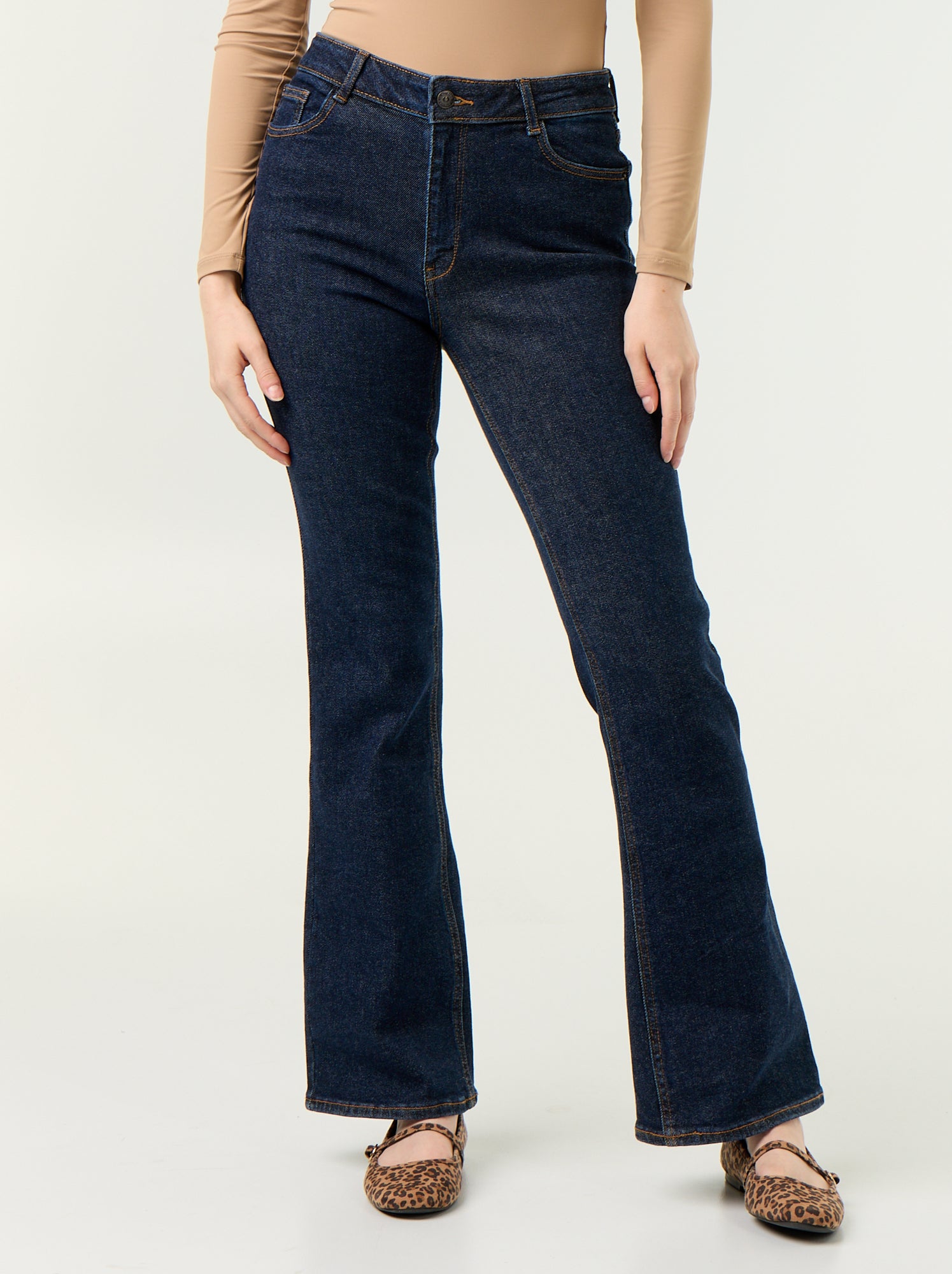 Jean coupe flare/bootcut à taille haute - Bleu (EPX43_4)