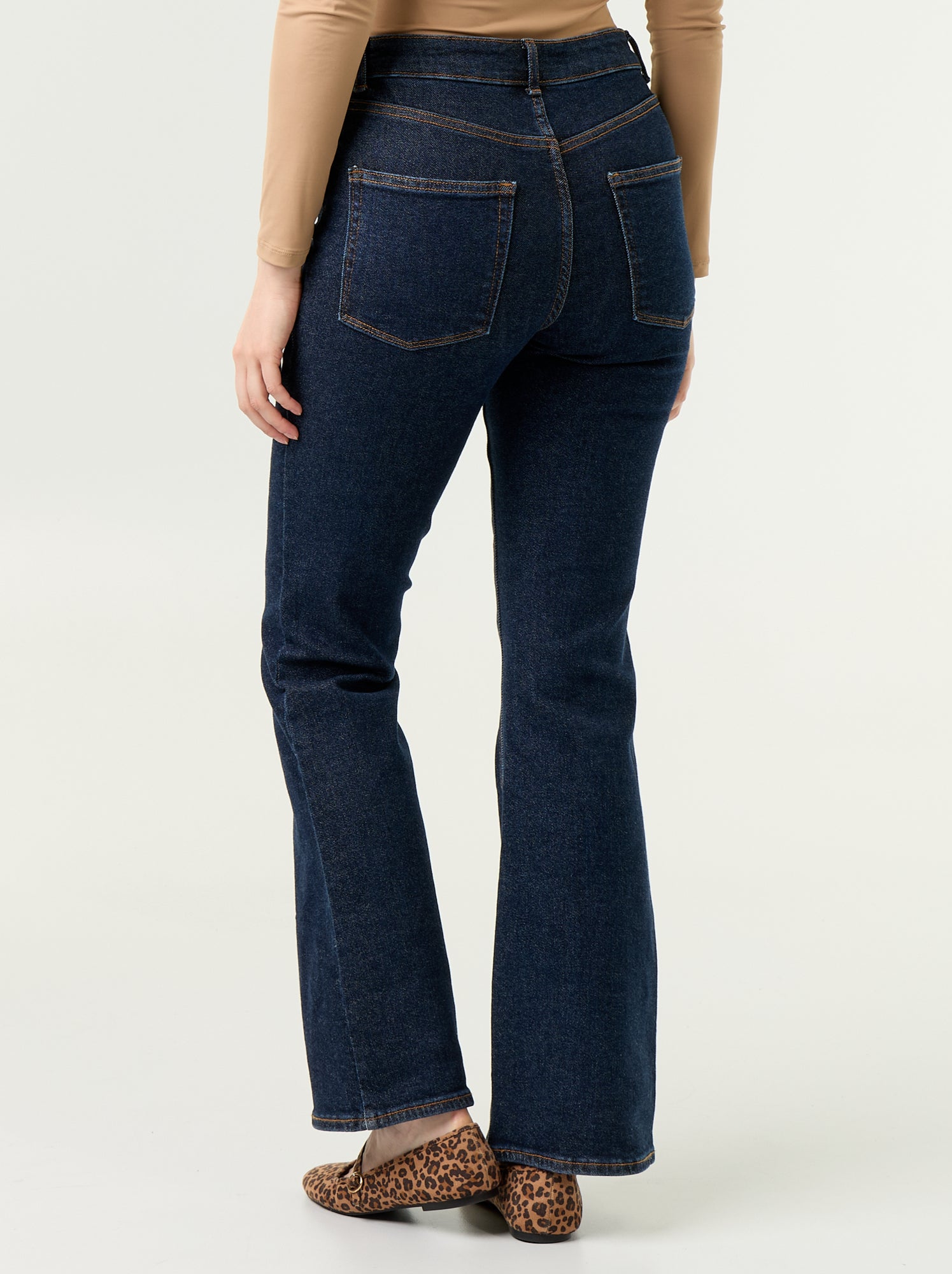 Jean coupe flare/bootcut à taille haute - Bleu (EPX43_4)