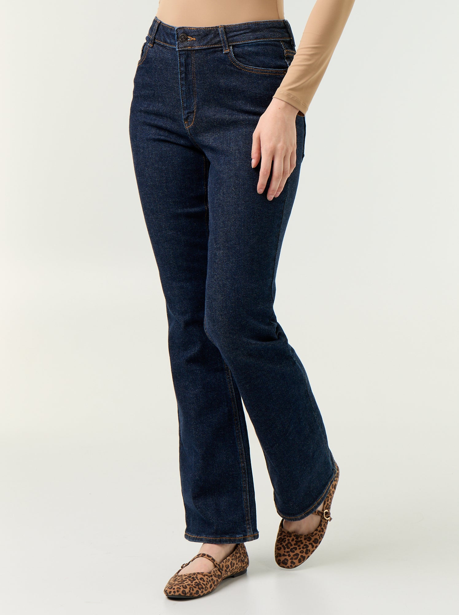 Jean coupe flare/bootcut à taille haute - Bleu (EPX43_4)