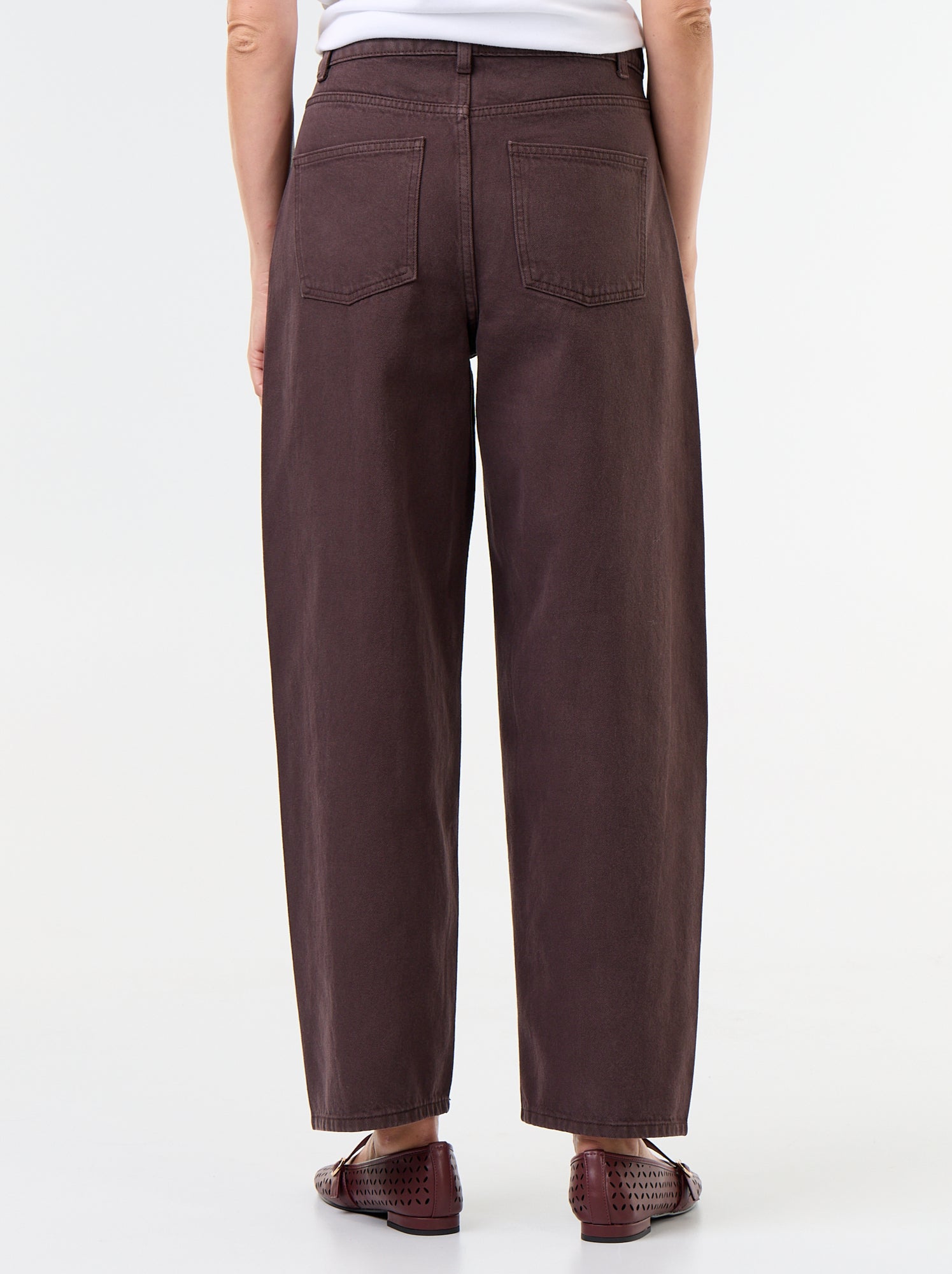 Jean coupe large avec clous fantaisies - Marron