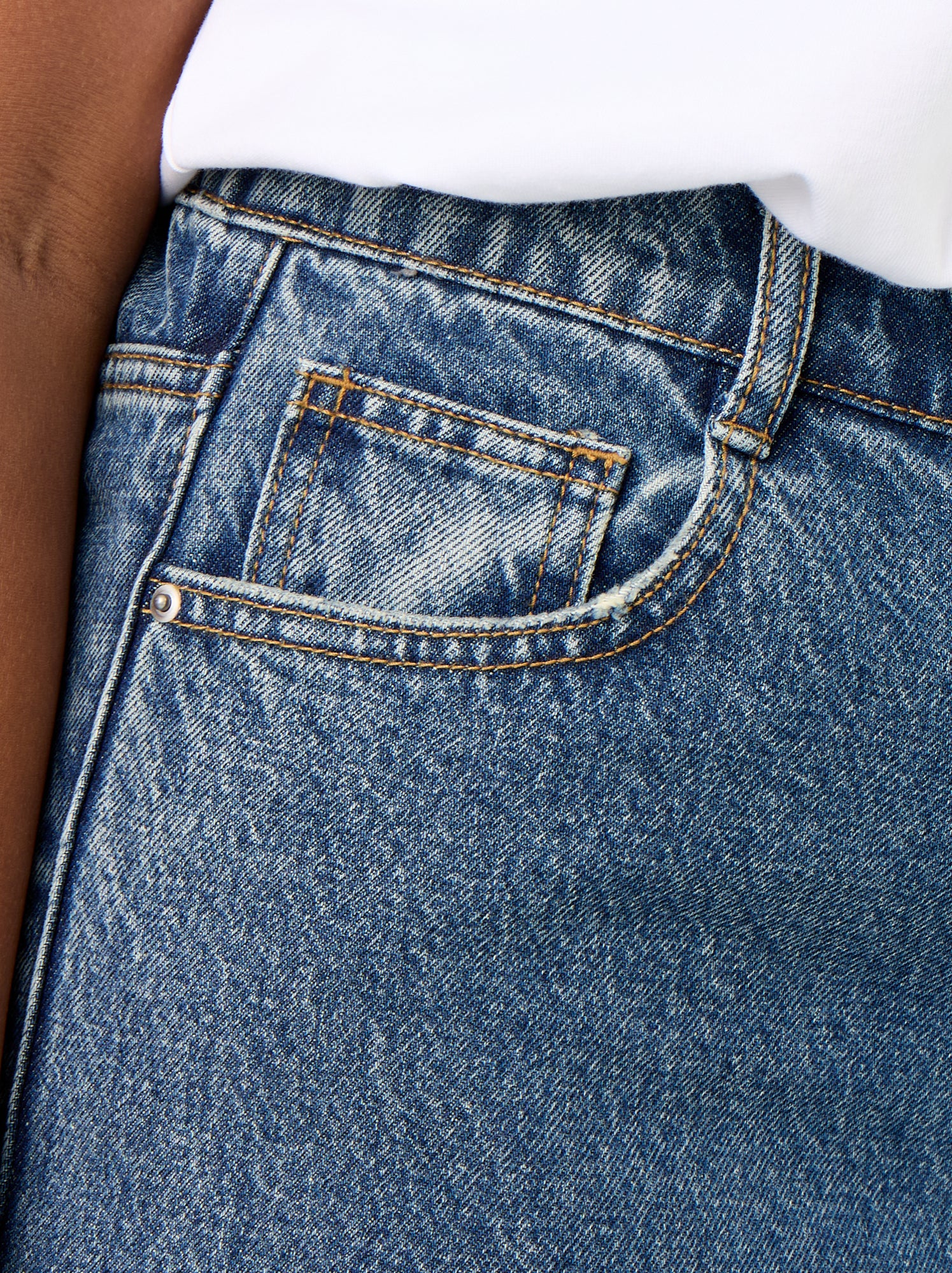 Jean coupe large avec revers à la base - Bleu (GJL41_2)