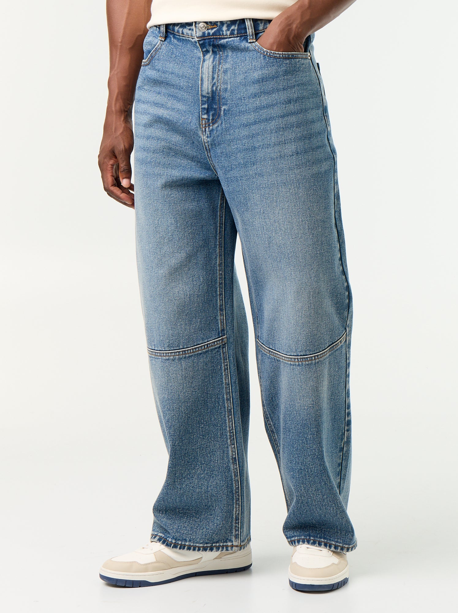 Jean coupe large / Loose fit à 5 poches - Bleu