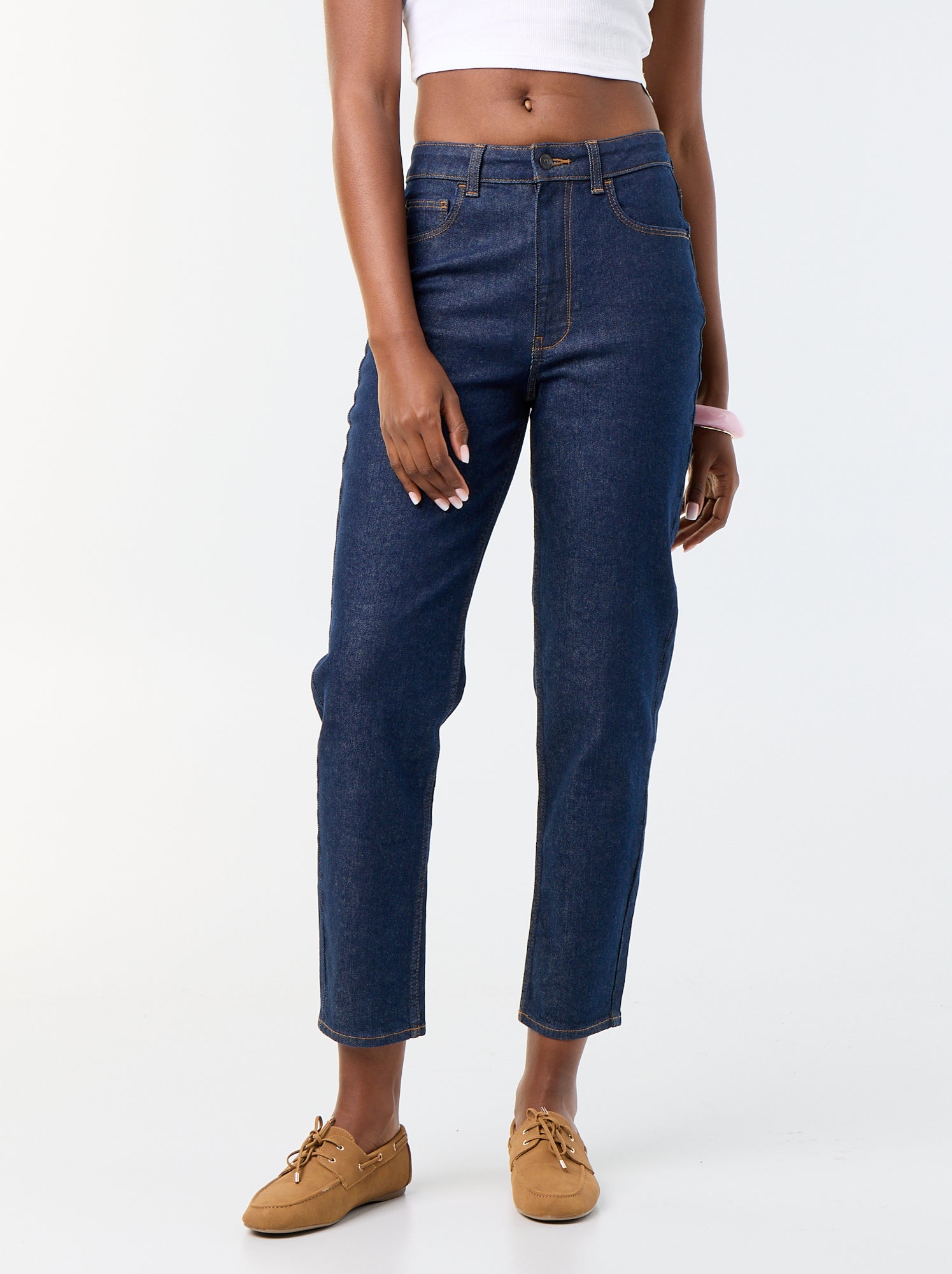 Jean coupe mom - L30 - Bleu