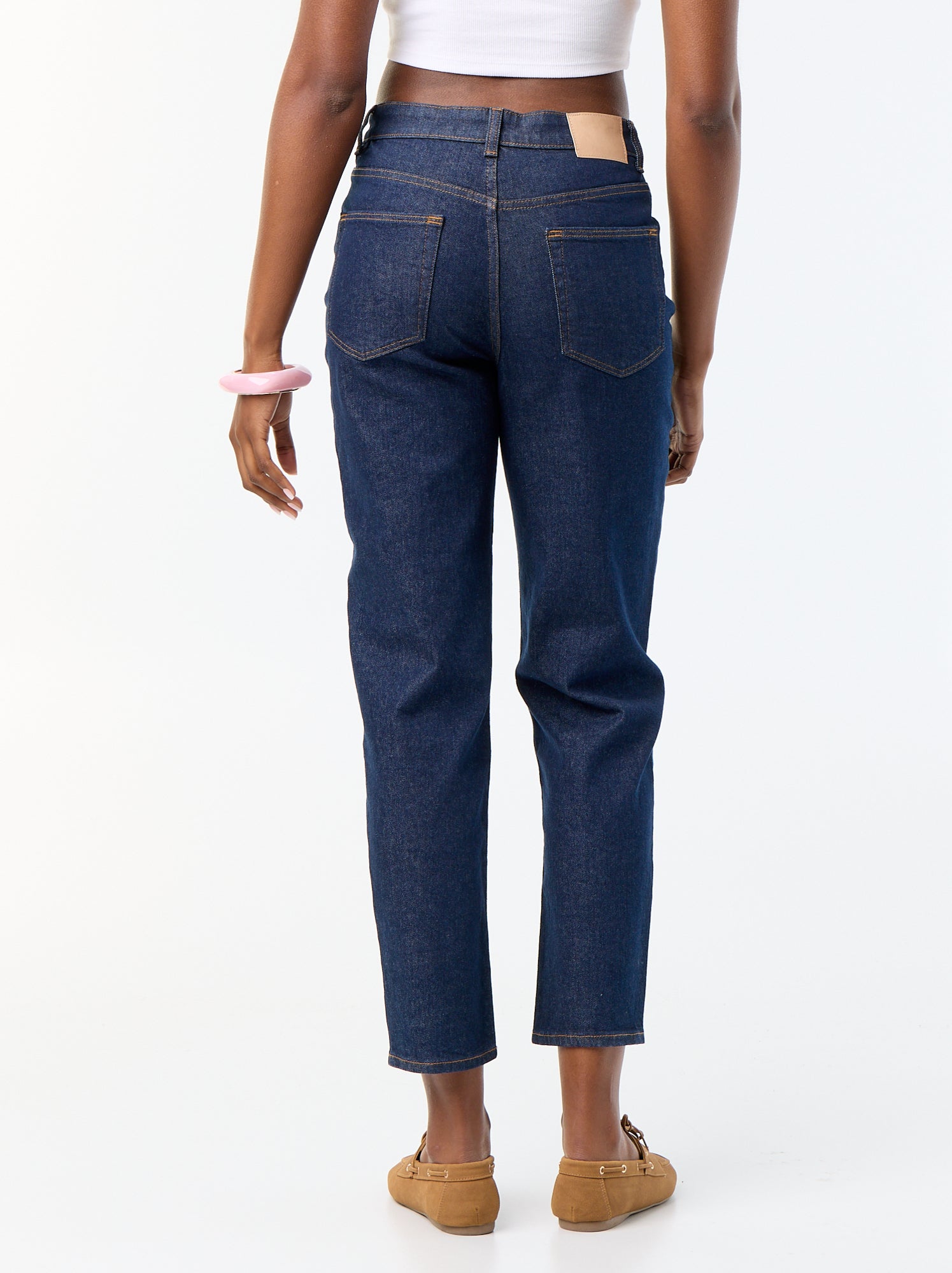 Jean coupe mom - L30 - Bleu
