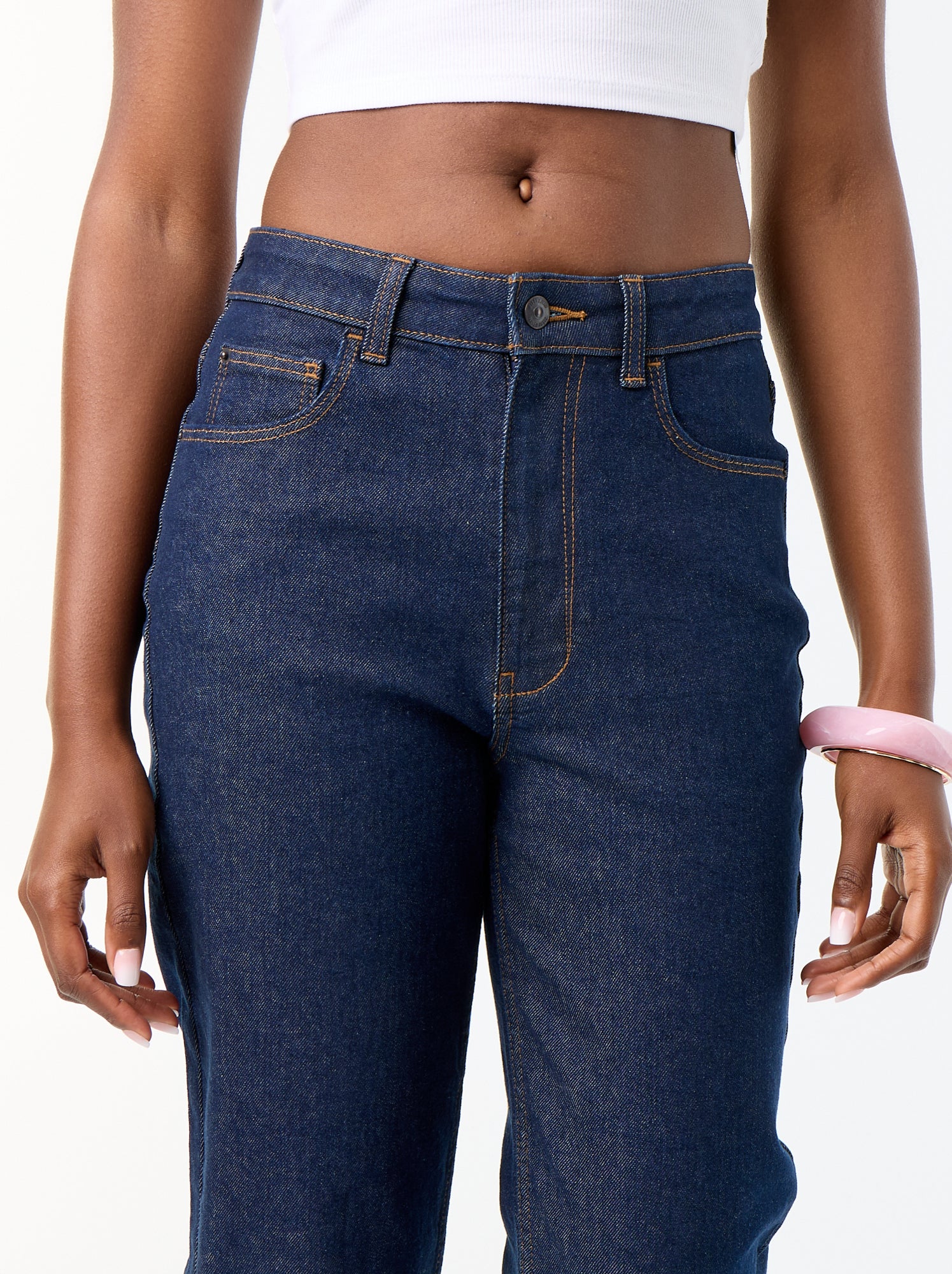 Jean coupe mom - L30 - Bleu