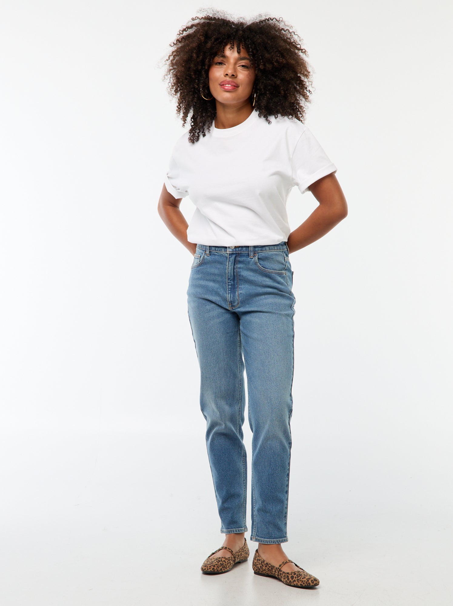 Jean coupe mom - L30 - Stone