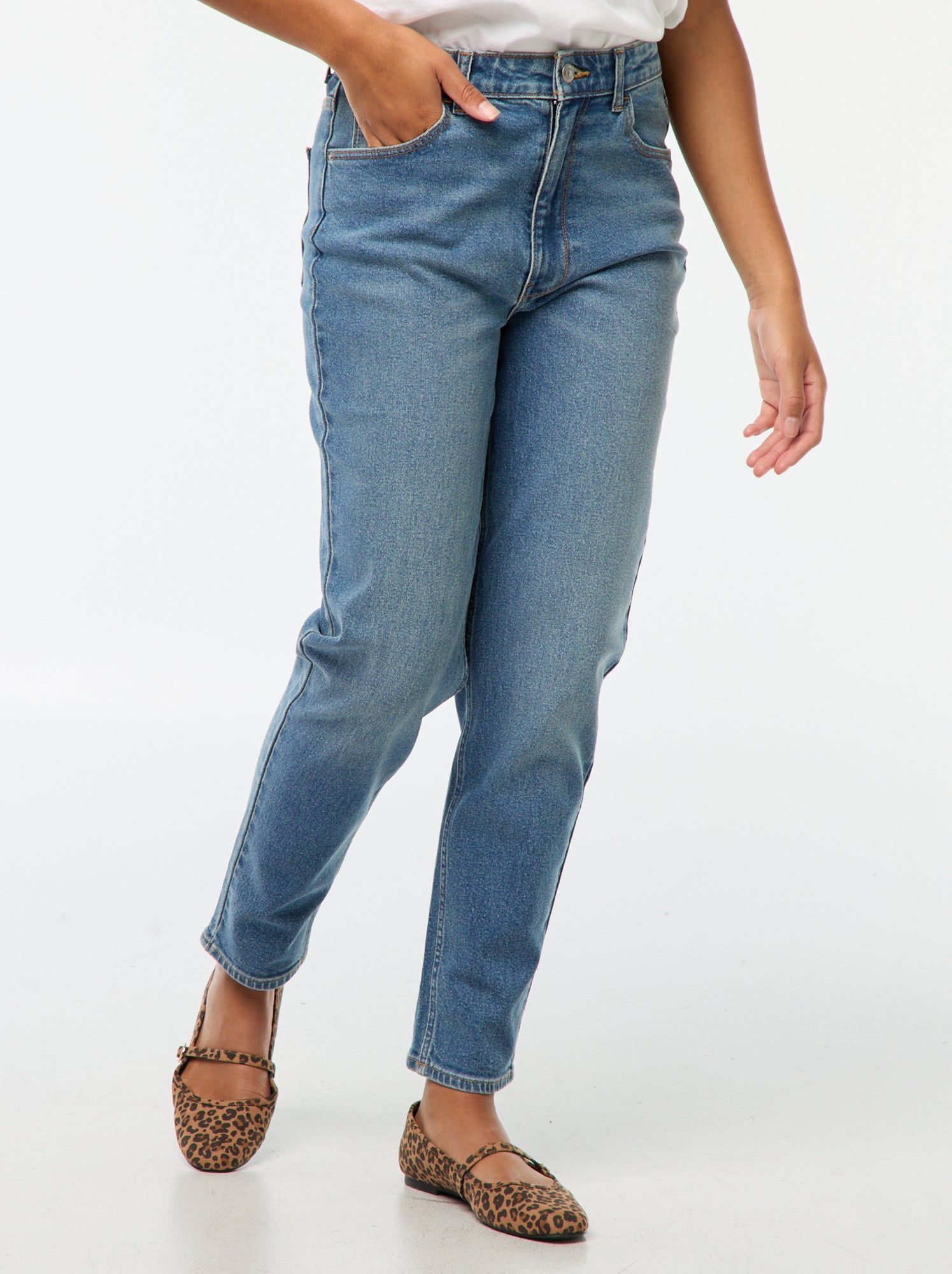 Jean coupe mom - L30 - Stone