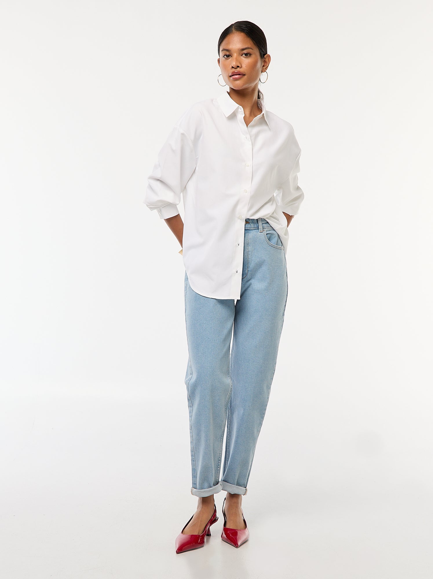 Jean coupe mom - L30 - Triple stone