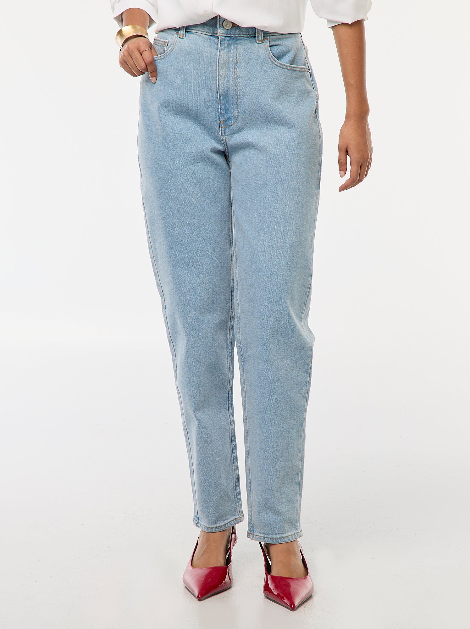 Jean coupe mom - L30 - Triple stone
