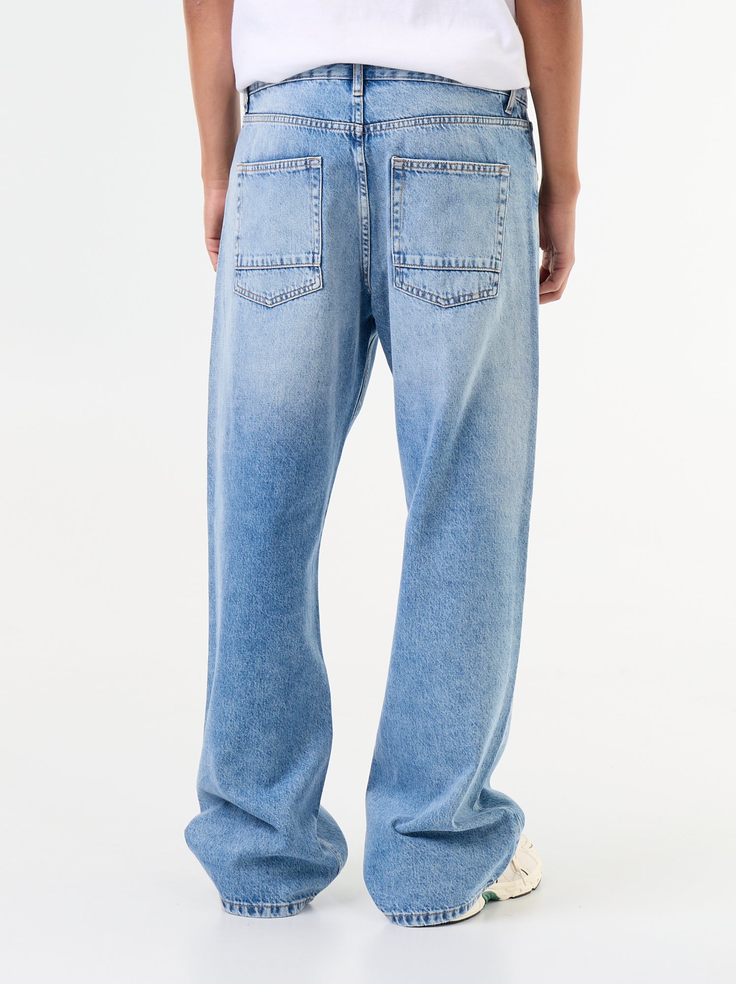Jean denim coupe large 5 poches - Bleu