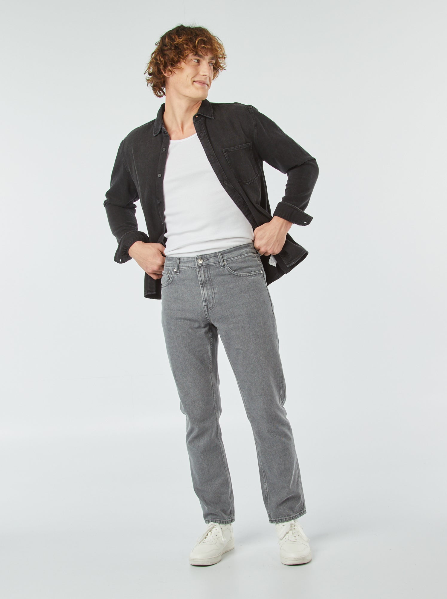 Jean droit à 5 poches - L30 - Gris