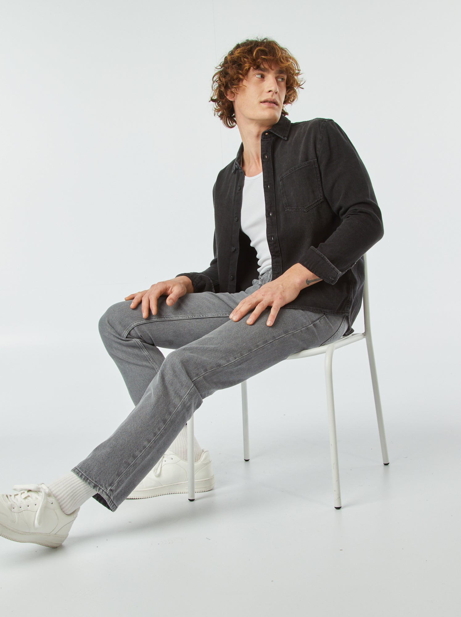 Jean droit à 5 poches - L30 - Gris