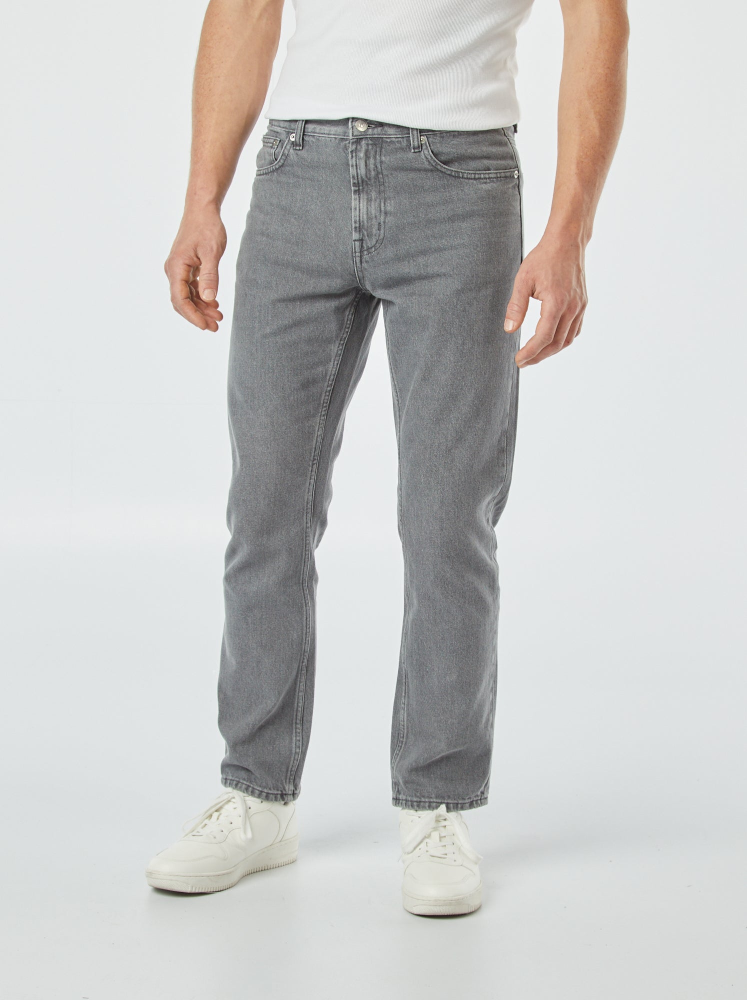 Jean droit à 5 poches - L30 - Gris