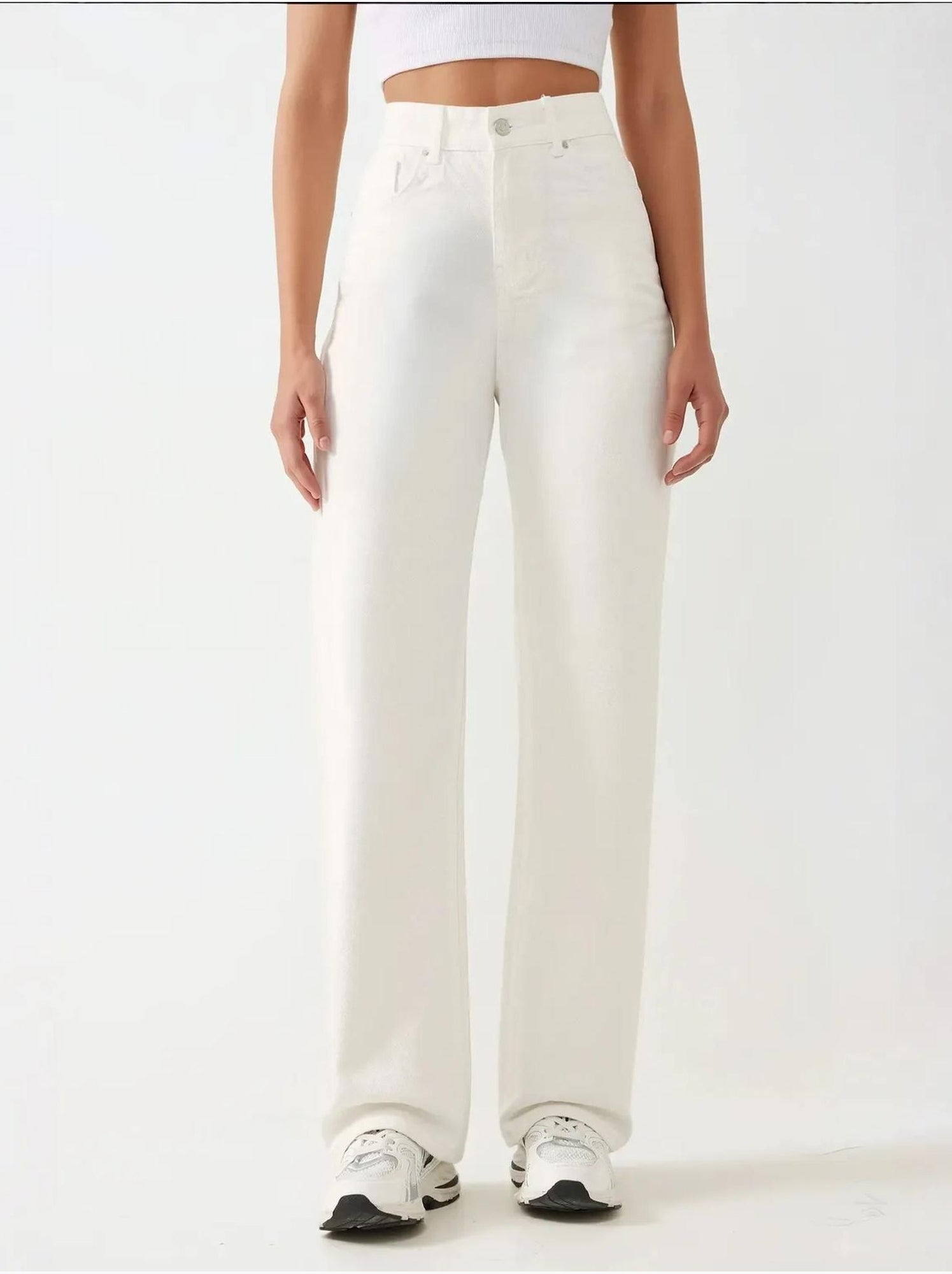 Jean droit taille haute - Blanc