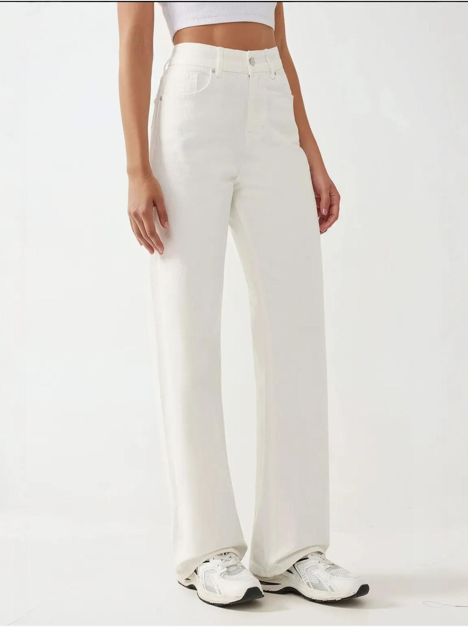 Jean droit taille haute - Blanc