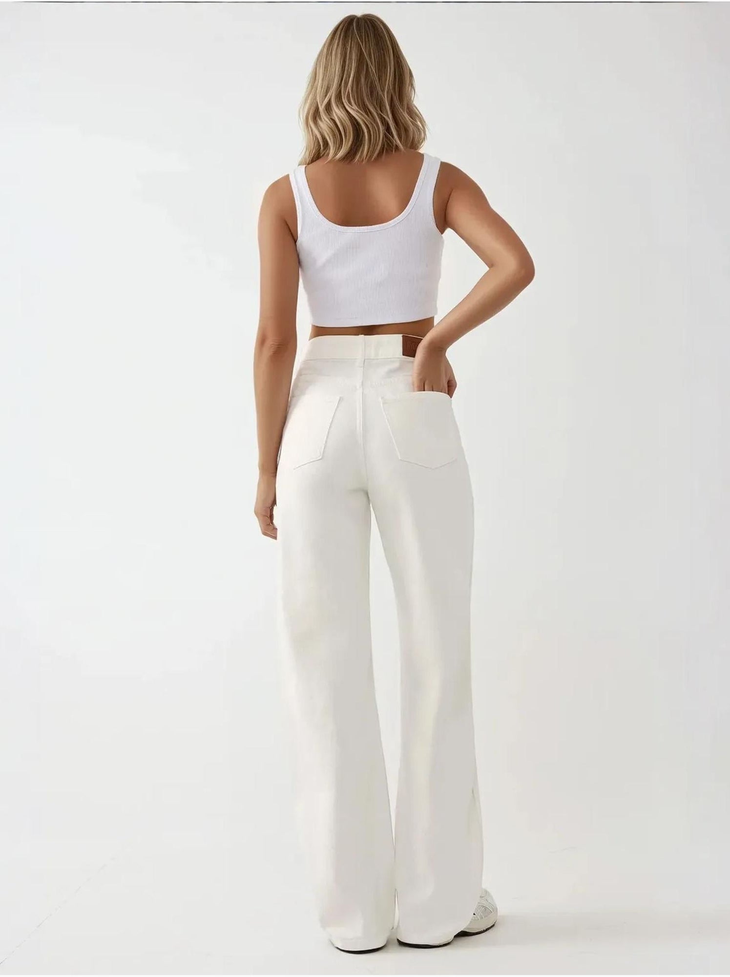 Jean droit taille haute - Blanc