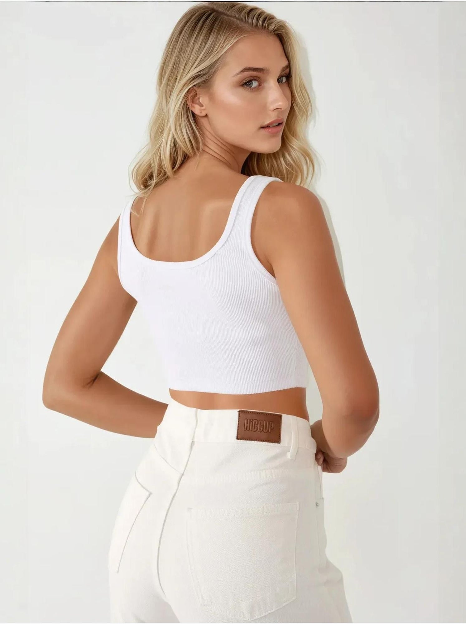 Jean droit taille haute - Blanc