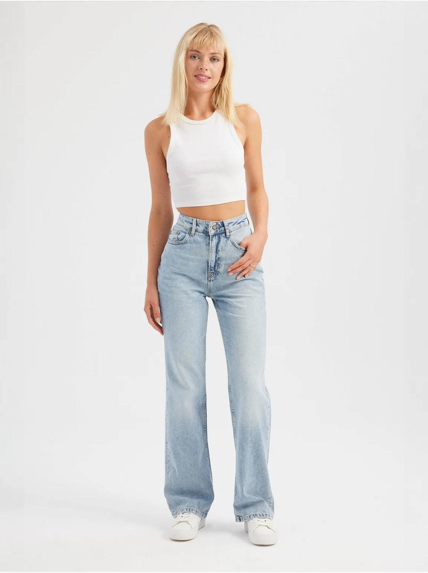 Jean droit taille haute - Bleu clair