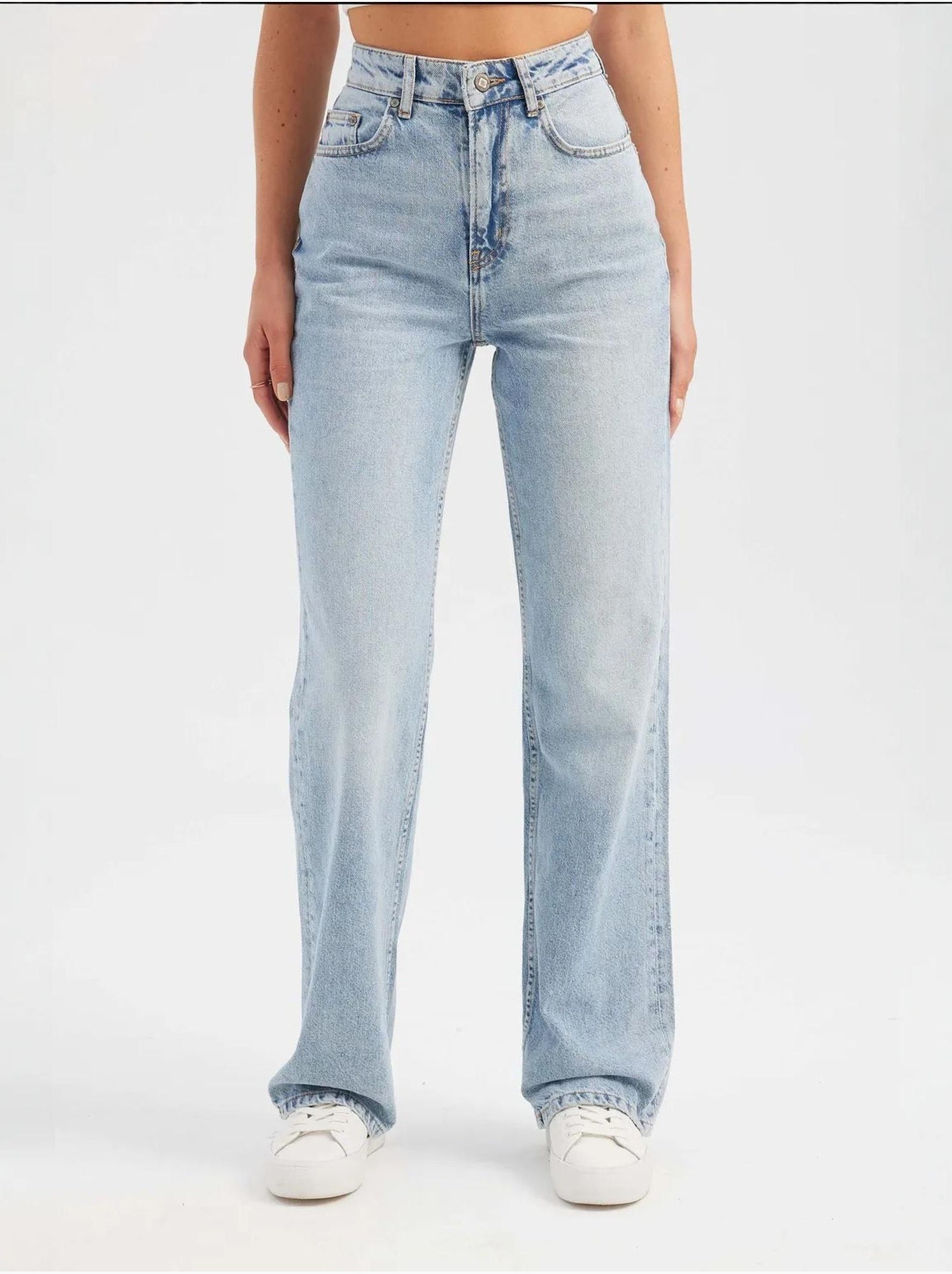 Jean droit taille haute - Bleu clair