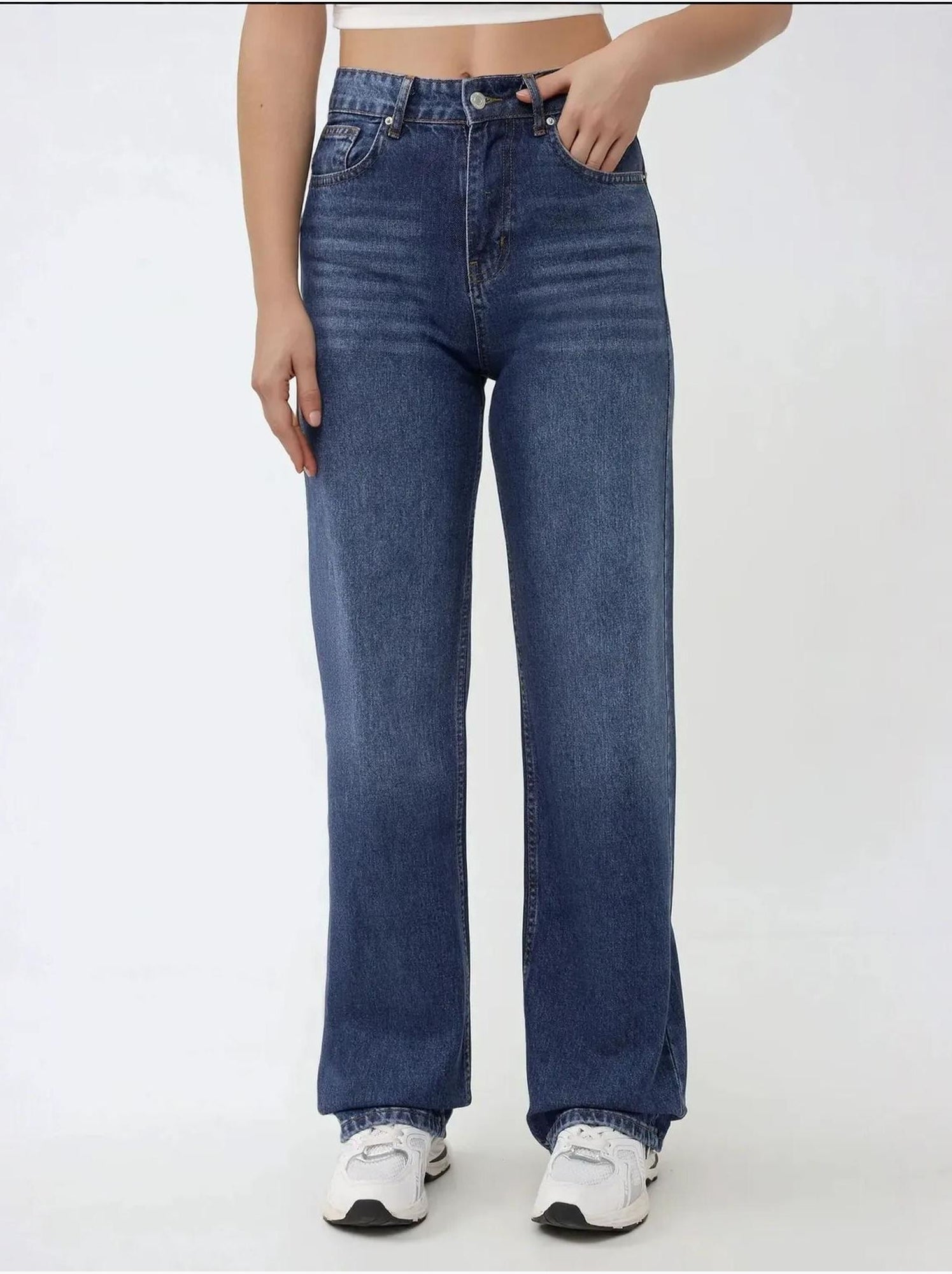 Jean droit taille haute - Bleu outremer