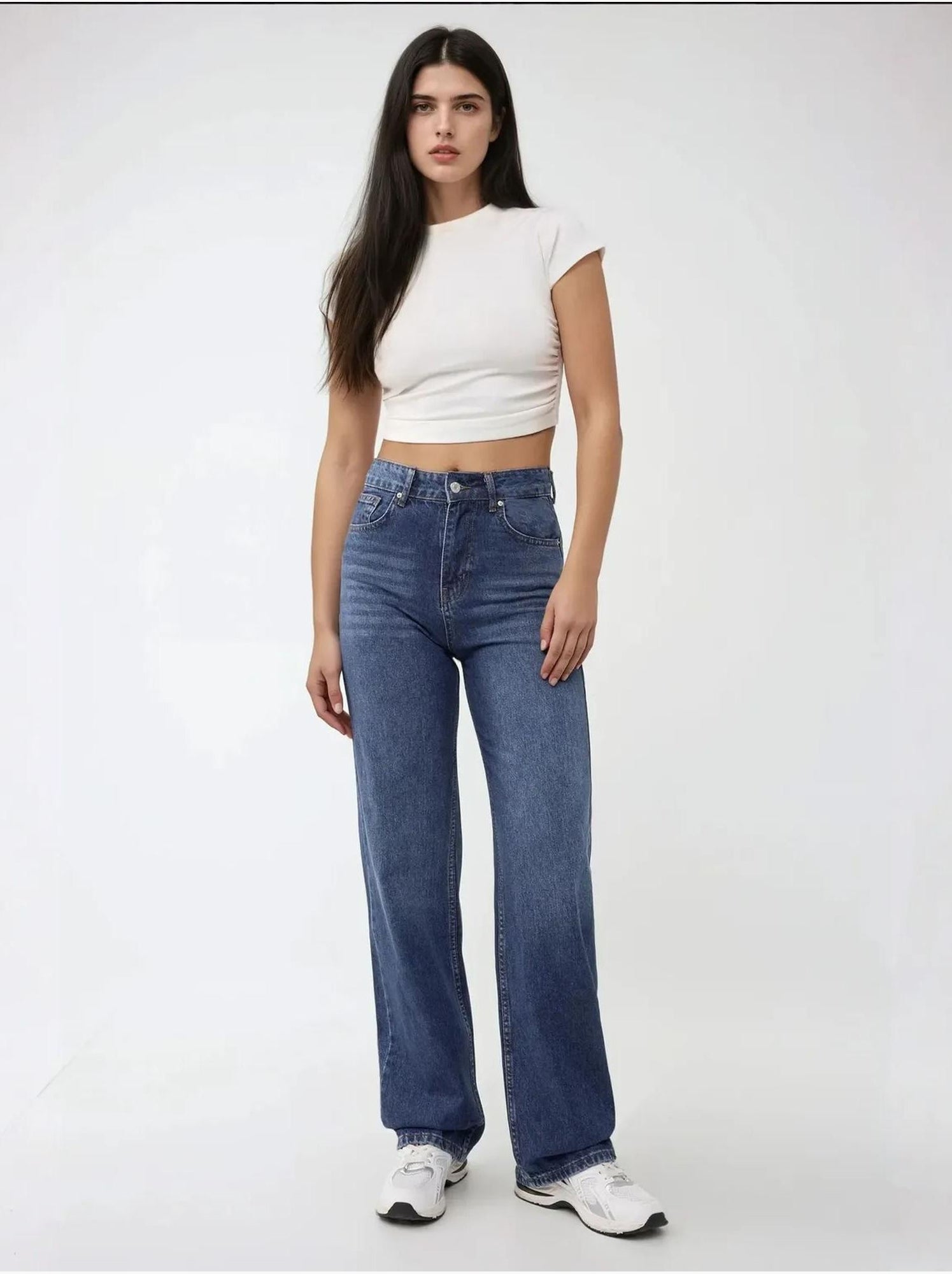 Jean droit taille haute - Bleu outremer