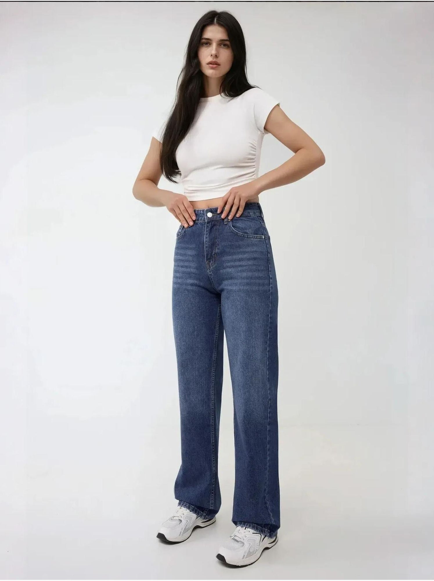Jean droit taille haute - Bleu outremer